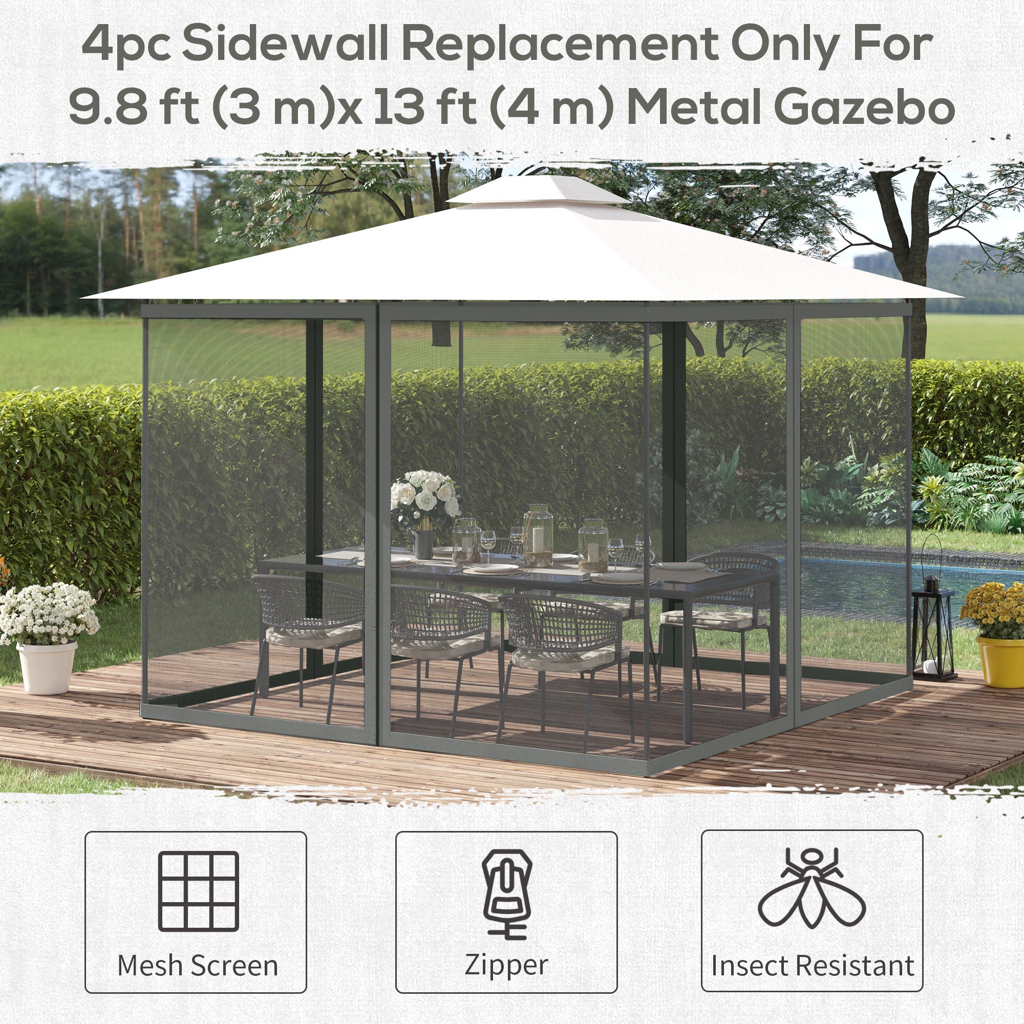 Replacement Mosquito Netting for Gazebo 10' x 13' Black Screen Walls for Canopy with Zippers Gazebos at Gallery Canada