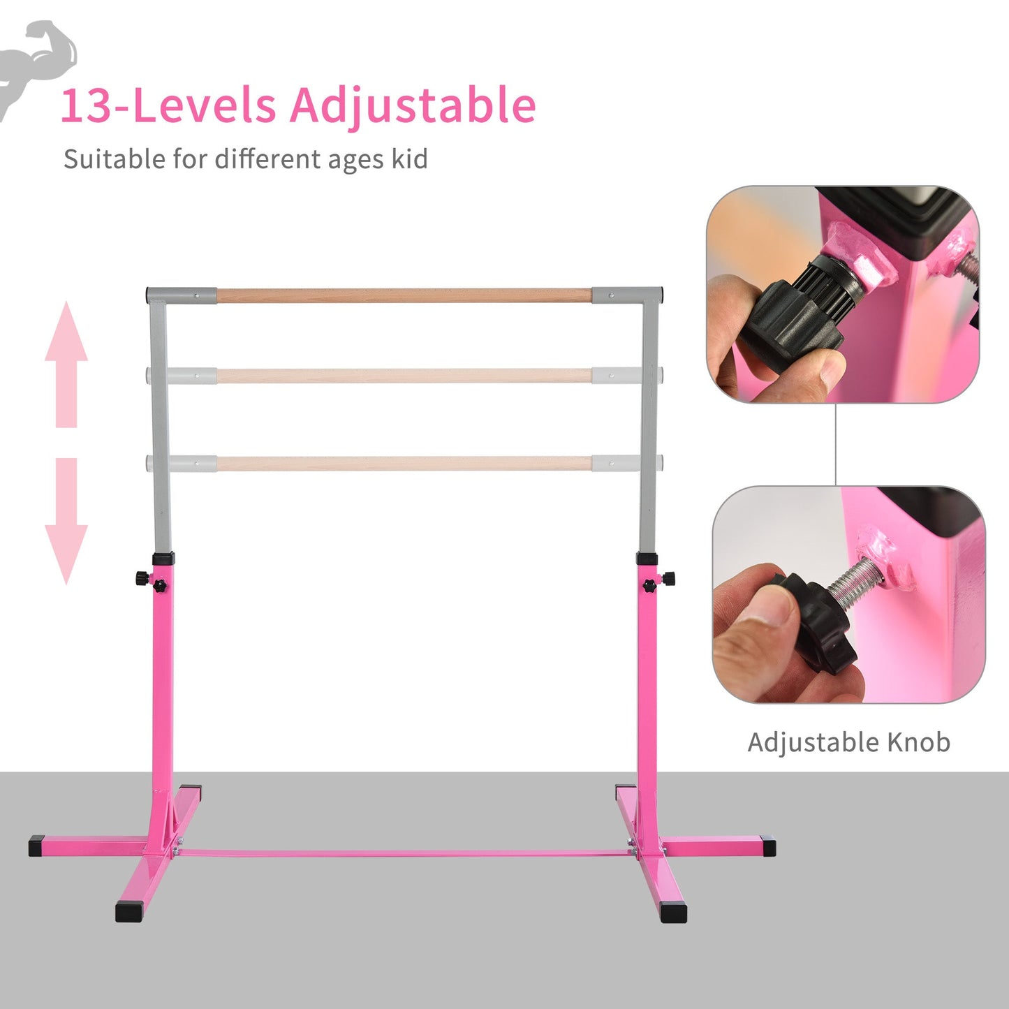 Professional Gymnastics Bar for Kids, Toddler Home Gymnastics Equipment with 13-level Adjustable Height, Gym Fitness with Steel Frame Baby Gym & Playmats   at Gallery Canada