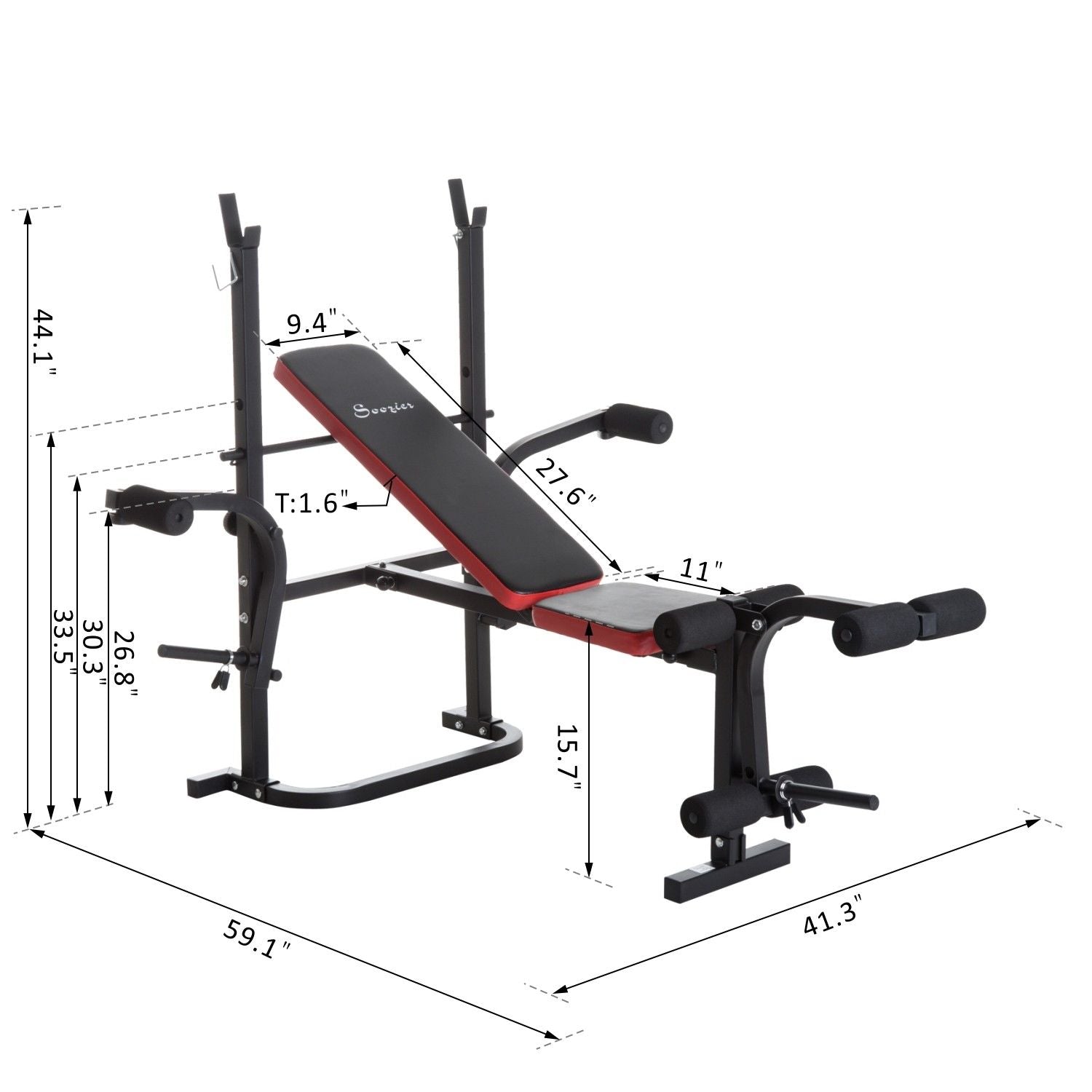 Multifunctional Adjustable Weight Bench with Leg Developer and Barbell Rack for Home Gym, Multi Colour Weight Benches   at Gallery Canada