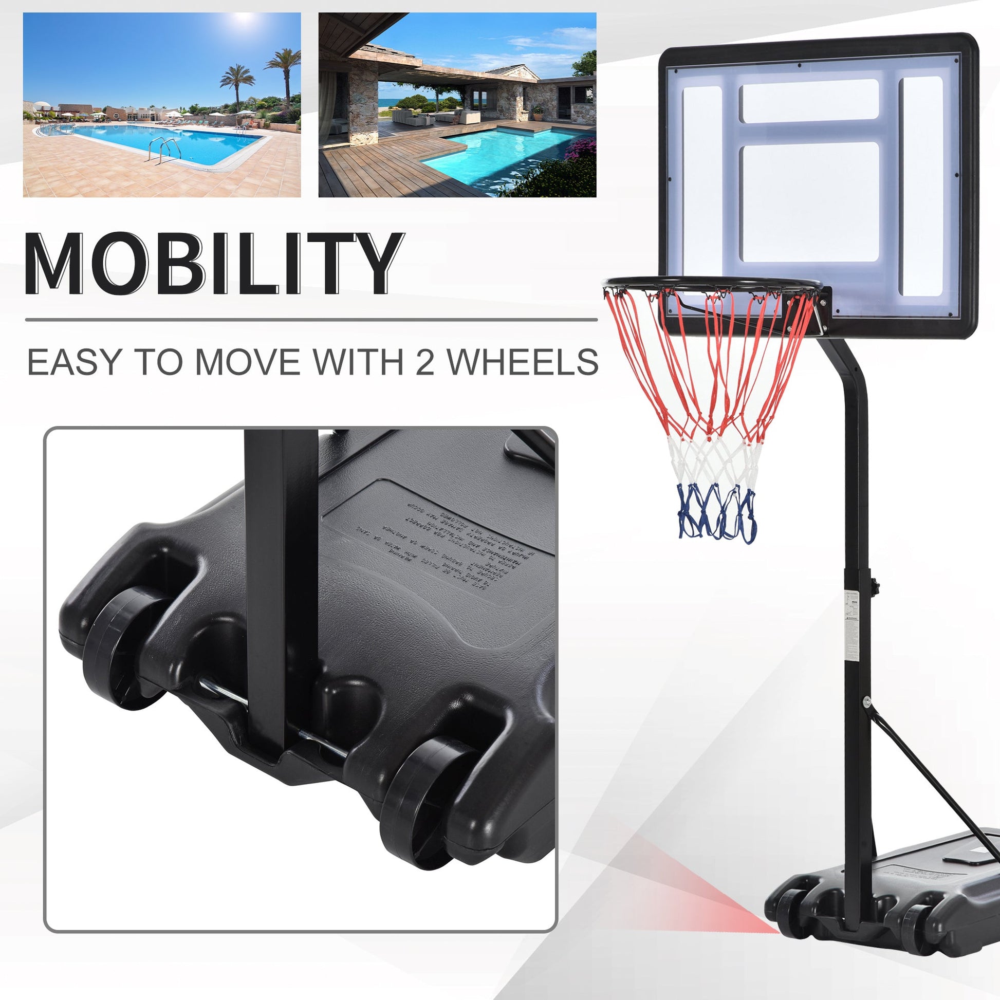 Portable Basketball Hoop System Stand Goal Pool Side with Height Adjustable 3FT-4FT, 32'' Backboard Basketball   at Gallery Canada