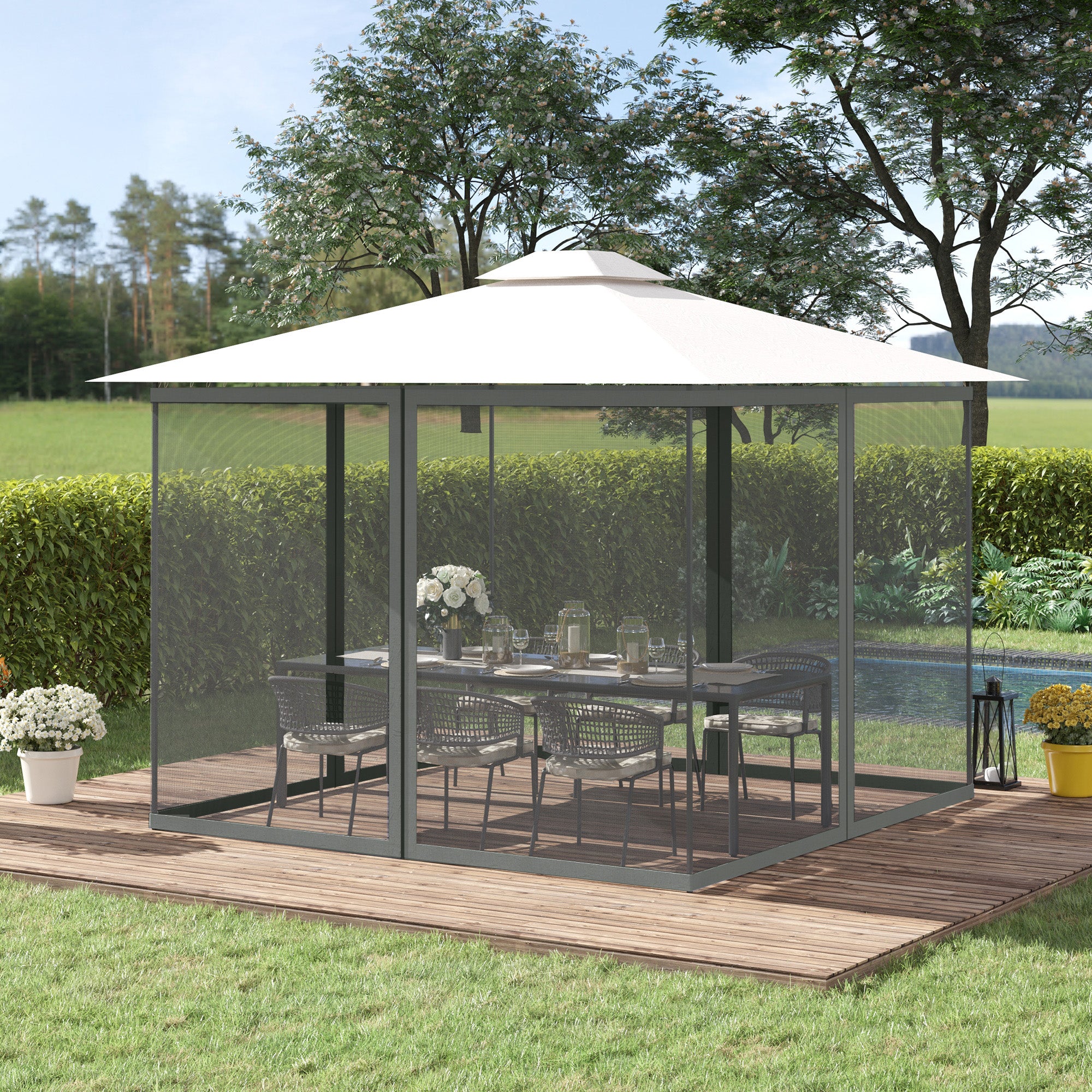 Replacement Mosquito Netting for Gazebo 10' x 13' Black Screen Walls for Canopy with Zippers Gazebos at Gallery Canada