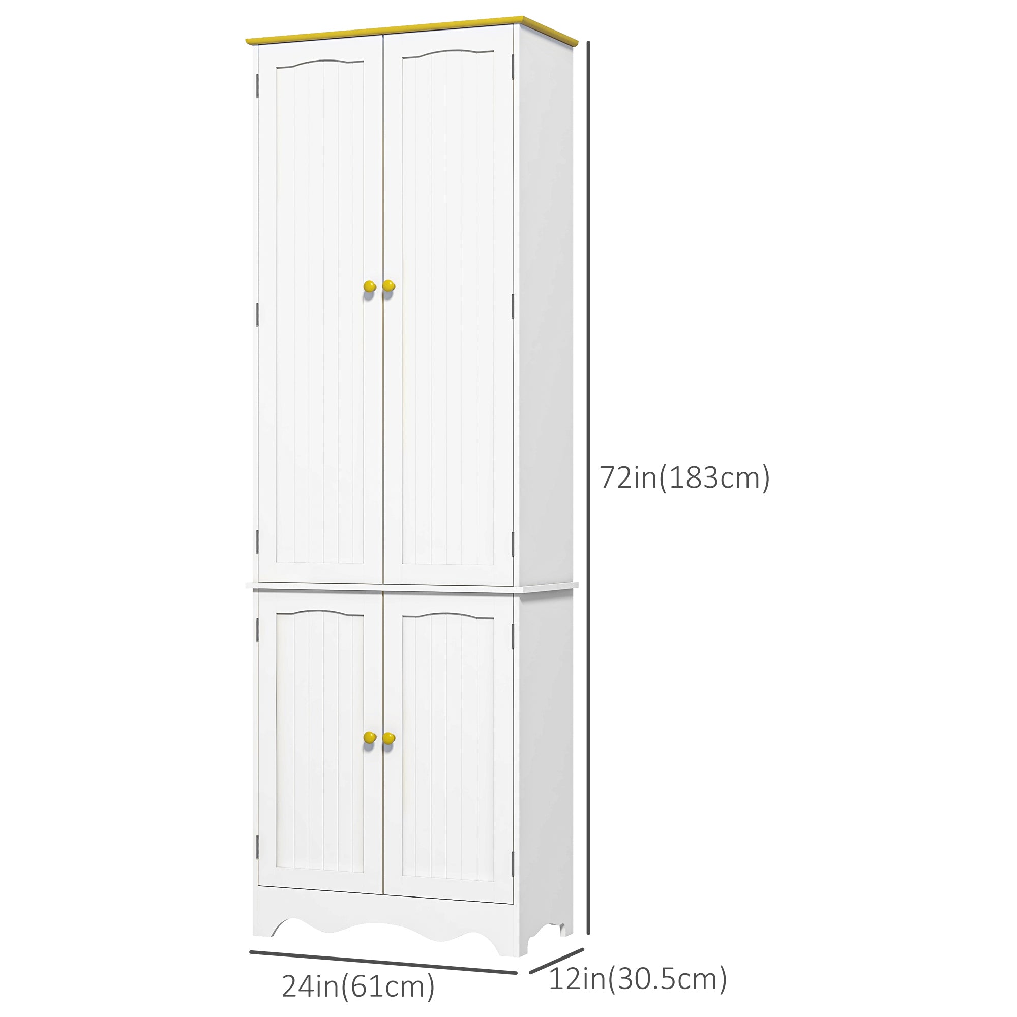 Freestanding Storage Cabinet, Kitchen Pantry Cabinet with 4 Shelves, 4 Doors, Kitchen Storage Cabinets for Dining Room Kitchen Pantry Cabinets White and Brown Top  at Gallery Canada