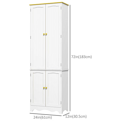 Freestanding Storage Cabinet, Kitchen Pantry Cabinet with 4 Shelves, 4 Doors, Kitchen Storage Cabinets for Dining Room Kitchen Pantry Cabinets White and Brown Top  at Gallery Canada