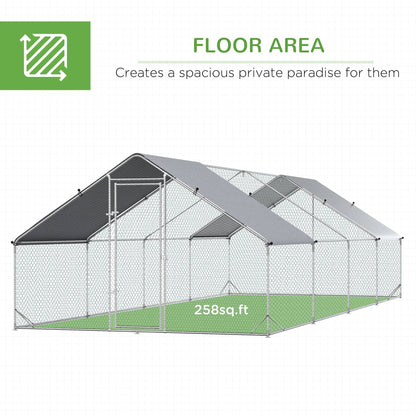 9.8' x 26.2' x 6.6' Chicken Coop Cage, Outdoor Hen House w/Cover &; Lockable Door Chicken Coops   at Gallery Canada