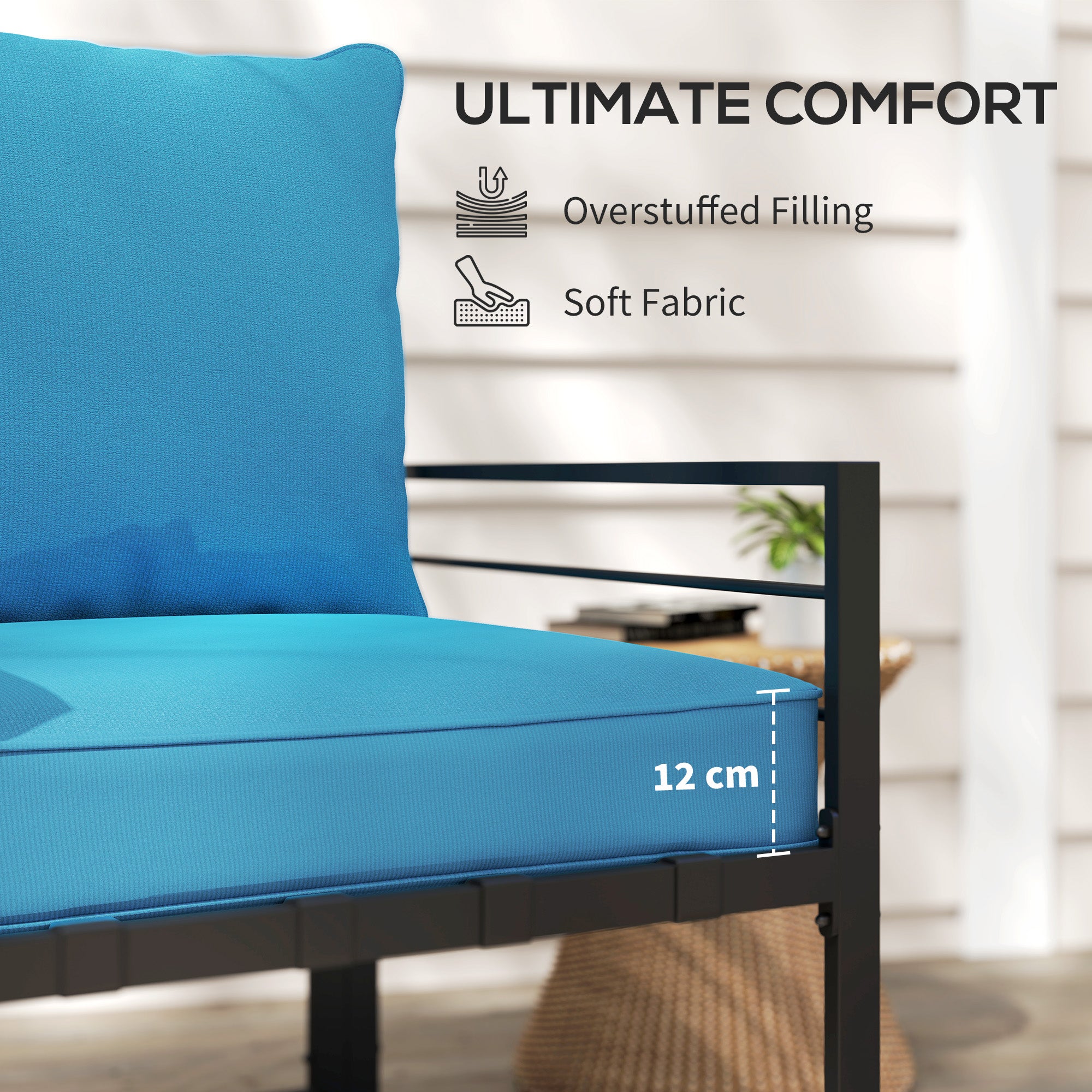 Patio Chair Cushions, Thick Deep Seat Outdoor Seat Cushion with Back Cushion, Turquoise Patio Chair Cushions at Gallery Canada
