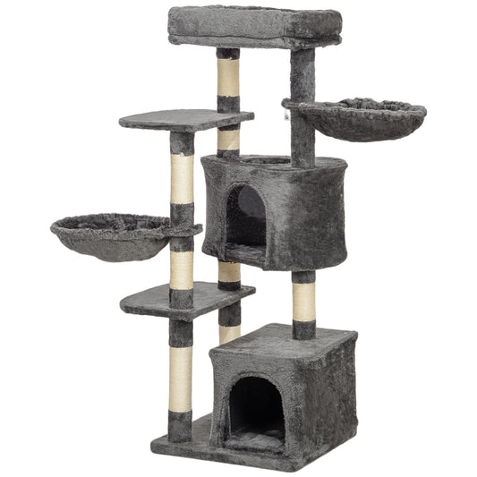 52.5" Cat Tree Tower with Scratching Posts, Cat Condos, Bed, Platforms, Hammocks, for Indoor Cats, Dark Grey Cat Trees at Gallery Canada