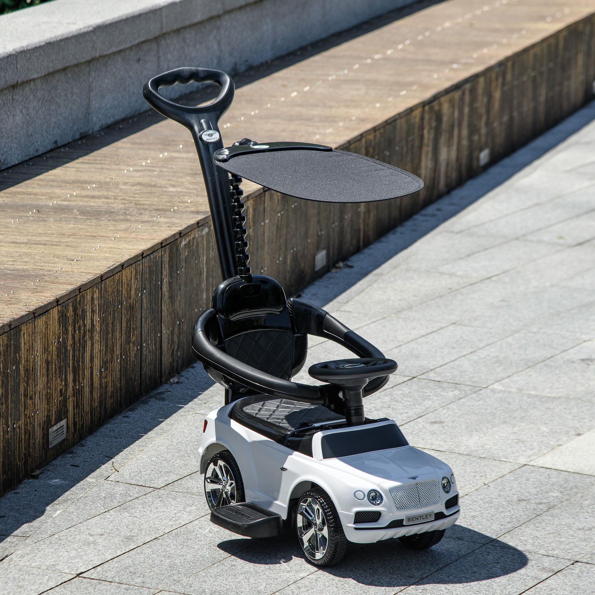 Bentley Bentayga Licensed Push Car, 3 in 1 Kids Ride on Car Foot to Floor w/ Music Horn, White Push Cars for Toddlers at Gallery Canada