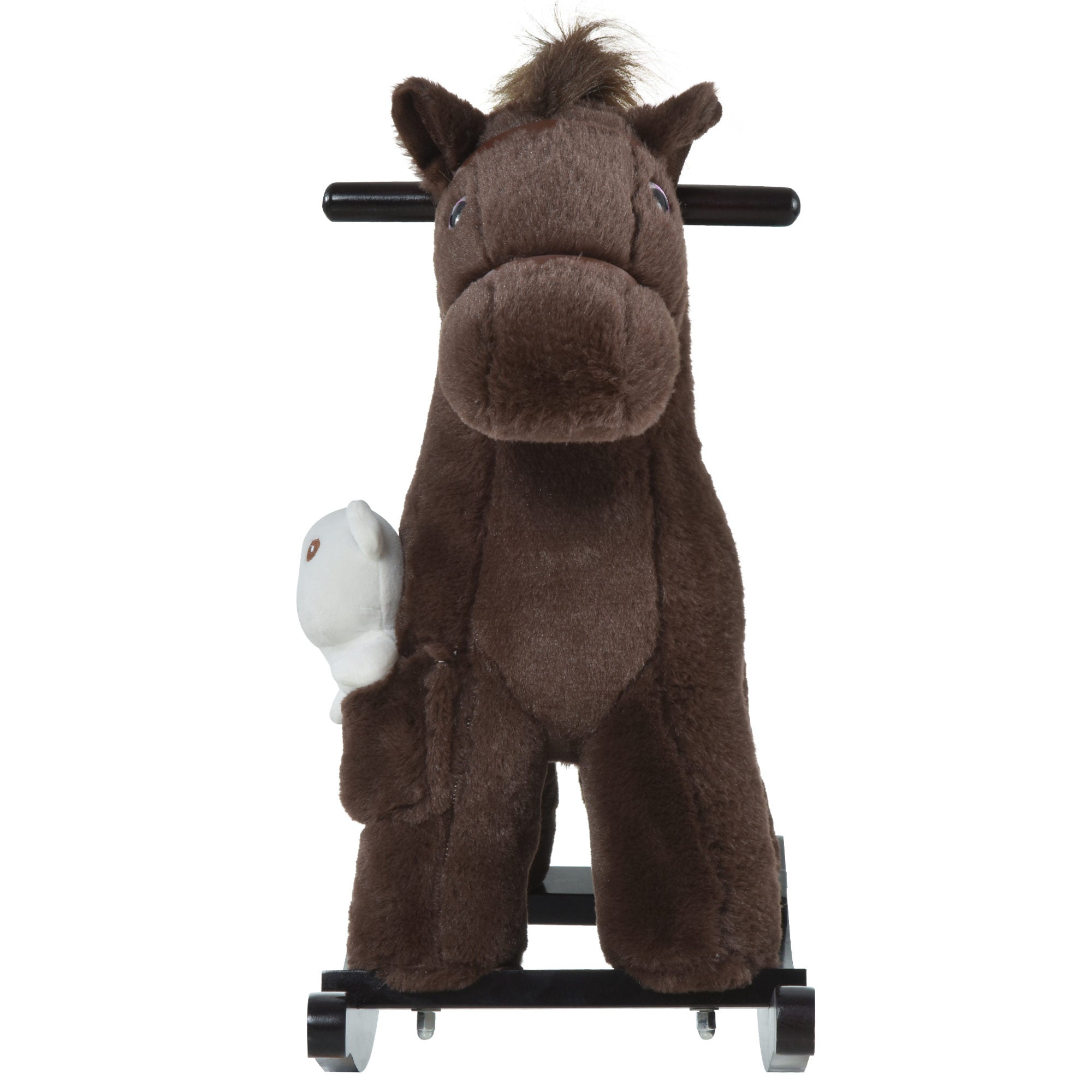 Kids Plush Ride-On Rocking Horse with Bear Toy, Children Chair with Soft Plush Toy &; Fun Realistic Sounds, Brown Rocking Horses at Gallery Canada
