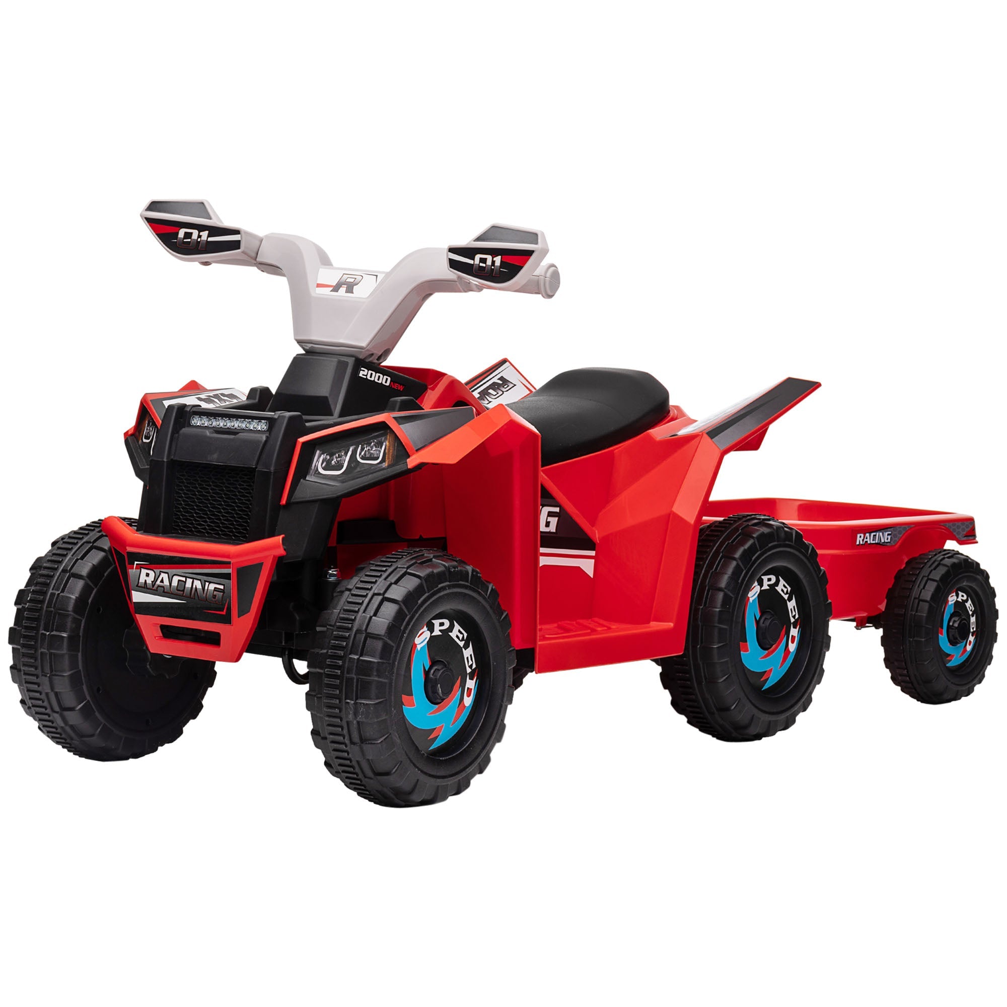 6V Electric Toy Car with Back Trailer, Forward Backward, Wear-Resistant Wheels for Ages 18-36 Months, Red Electric Ride On Toys Multi Colour  at Gallery Canada