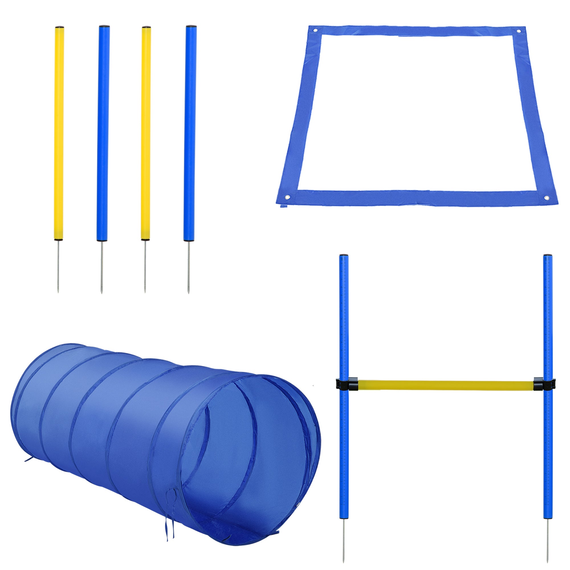 Dog Agility Starter Kit Pet Outdoor Exercise Training Set Tunnel 4 Weave Poles High Jumper Dog Agility Training Equipment at Gallery Canada