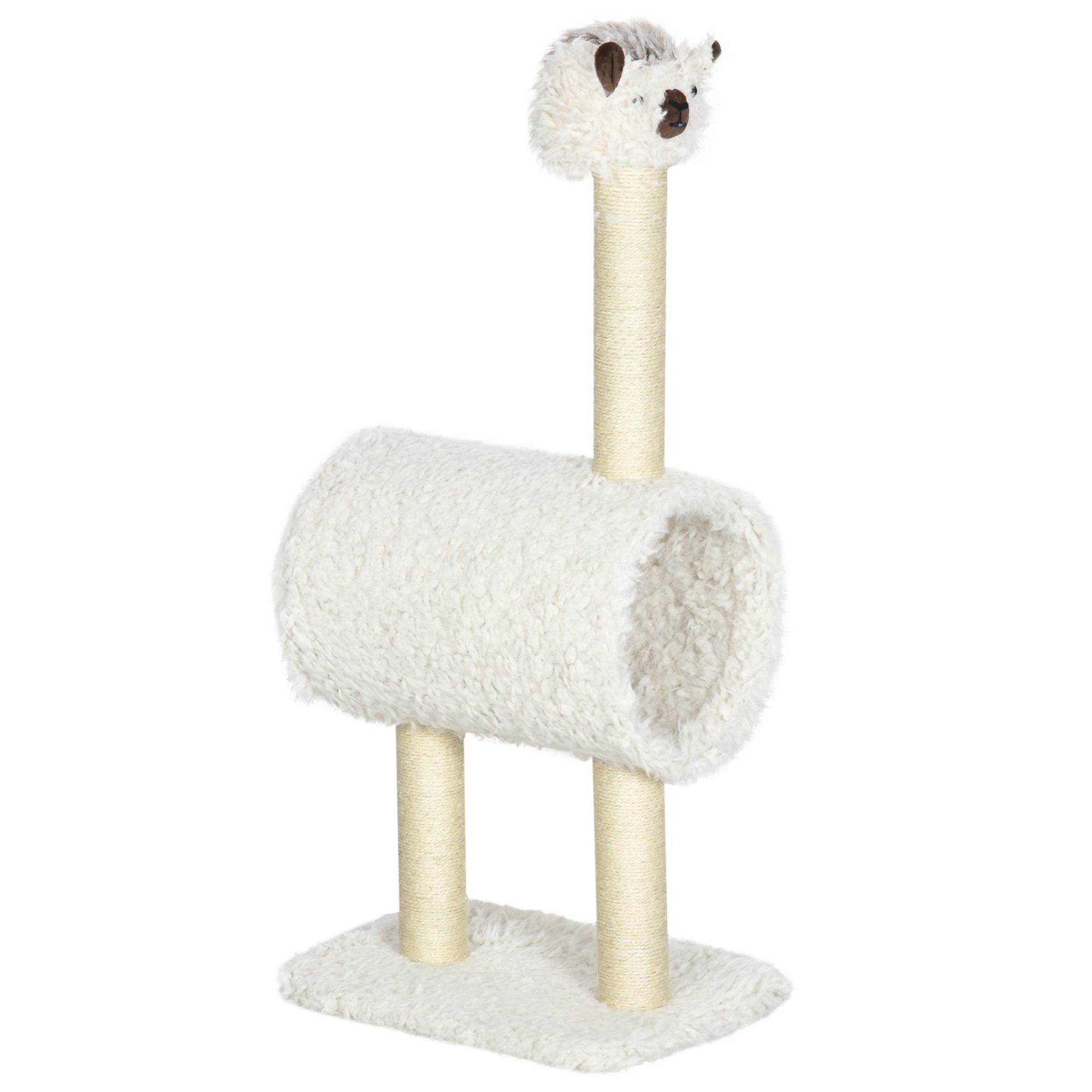 Cat Tree Alpaca-shaped Kitty Tower with Tunnel Sisal Scratching Post, 15.4