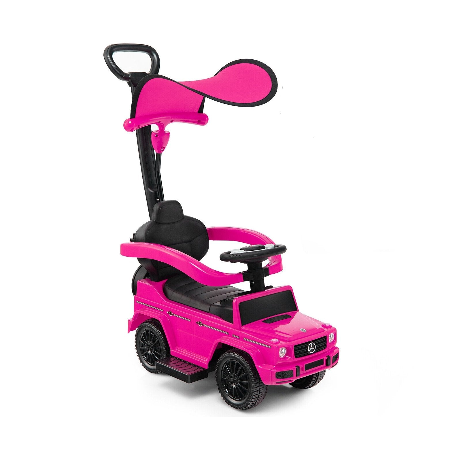 3-In-1 Ride on Push Car Mercedes Benz G350 Stroller Sliding Car with Canopy, Pink Push & Pedal Ride On Toys   at Gallery Canada