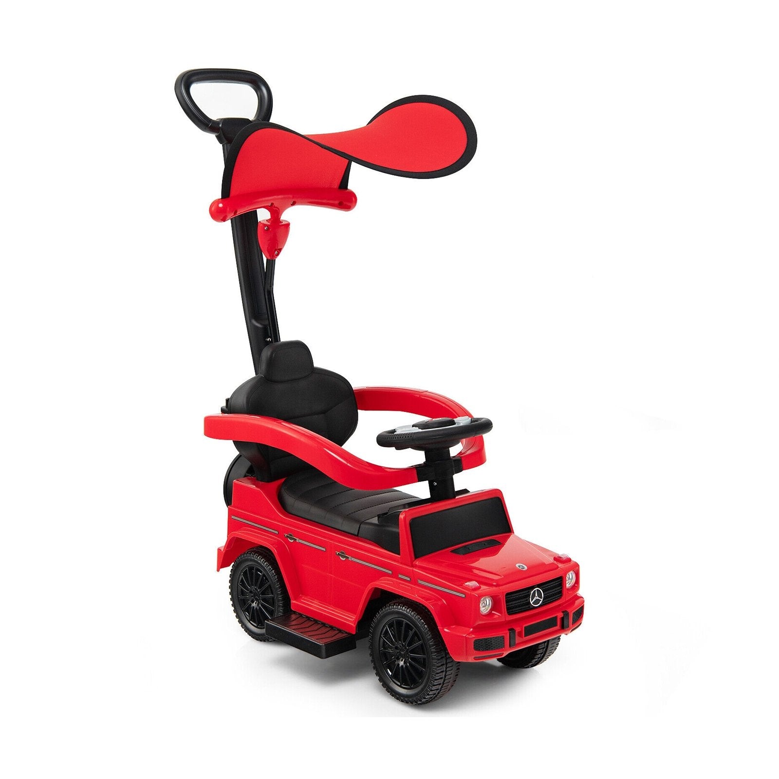 3-In-1 Ride on Push Car Mercedes Benz G350 Stroller Sliding Car with Canopy, Red Push & Pedal Ride On Toys   at Gallery Canada