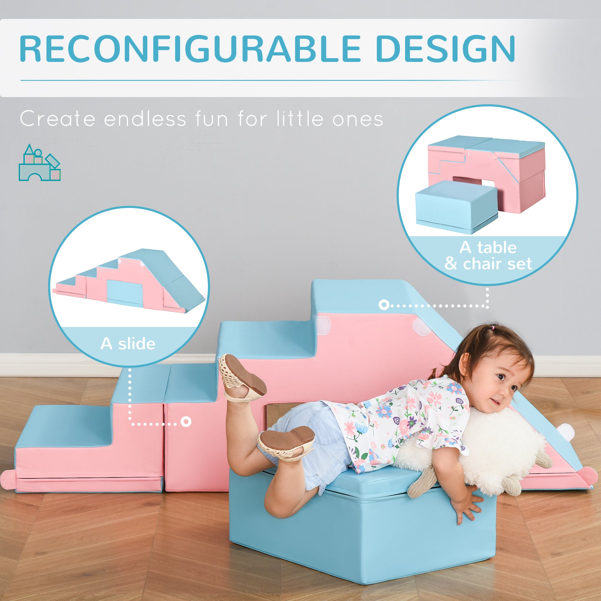 Kids Crawl and Climb Foam Play Set Toddler Nugget 2-Piece Interactive Set for Climbing, Crawling, Sliding Play Zone for Baby Preschooler 1-3 Years, Light Blue Baby Gym & Playmats at Gallery Canada