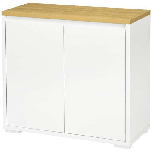 Sideboard Cabinet, Buffet Table with Double Door Cupboard and Adjustable Shelf for Living Room, Entryway, White