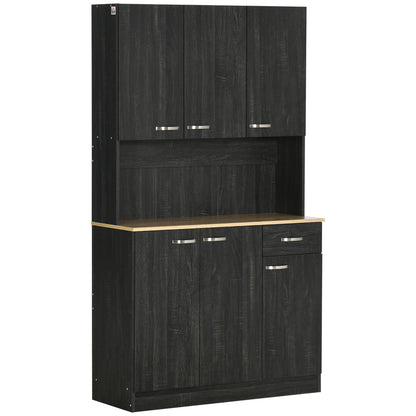 71" Modern Buffet with Hutch, Standing Kitchen Hutch with Storage Cabinets, Drawer, Open Space with Microwave Stand, Black Kitchen Pantry Cabinets   at Gallery Canada