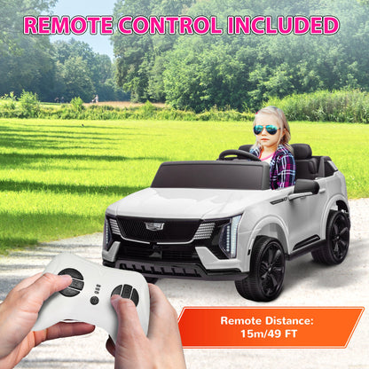 2-Seater Ride on Truck, 12V Cadillac Escalade Licensed Kids Electric Car with Remote , Spring Suspension, White Electric Toy Cars   at Gallery Canada