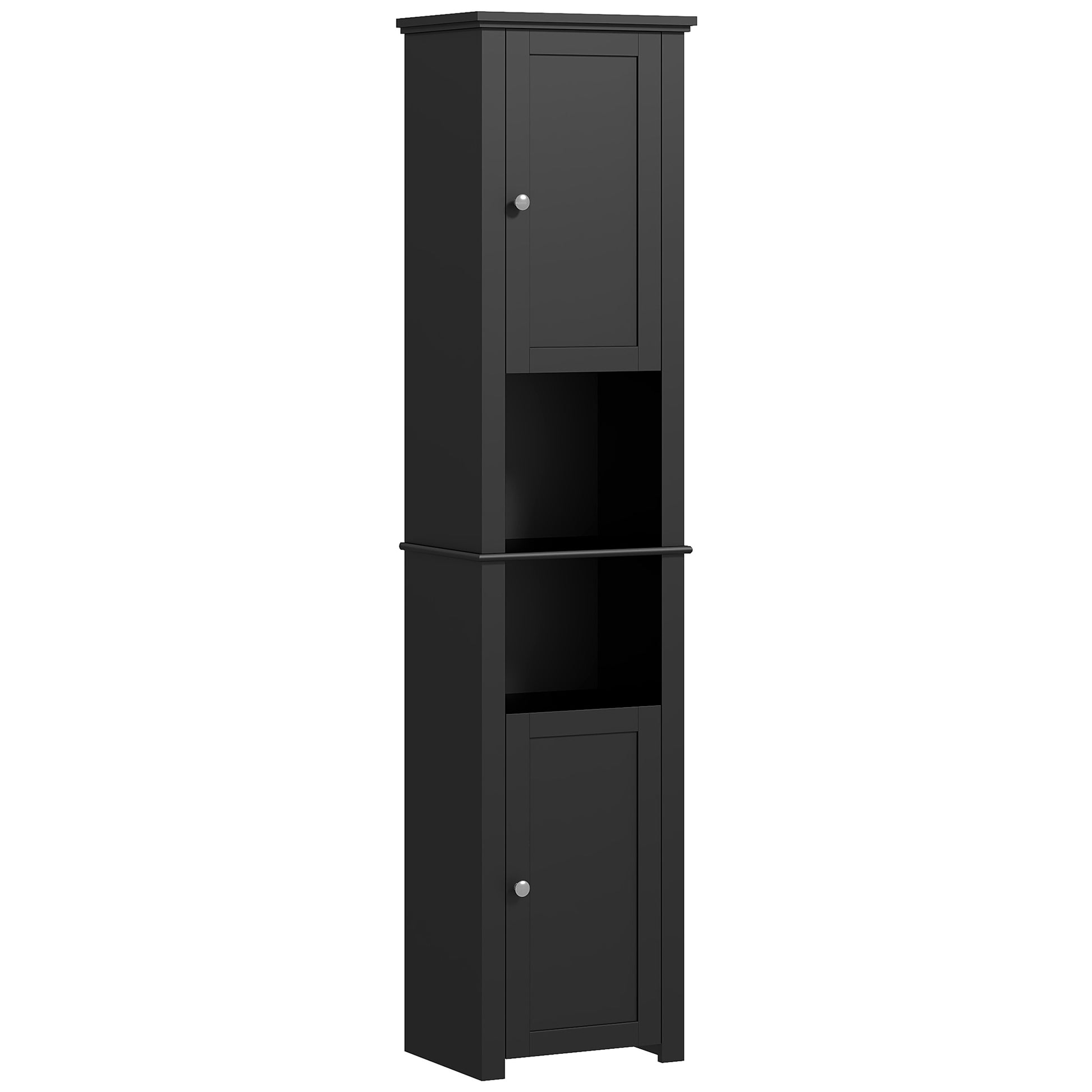 Tall Medicine Cabinet, Freestanding Bathroom Storage Cabinet with Shelves and 2 Cupboards, Bathroom Organizer, Black Bathroom Cabinets   at Gallery Canada