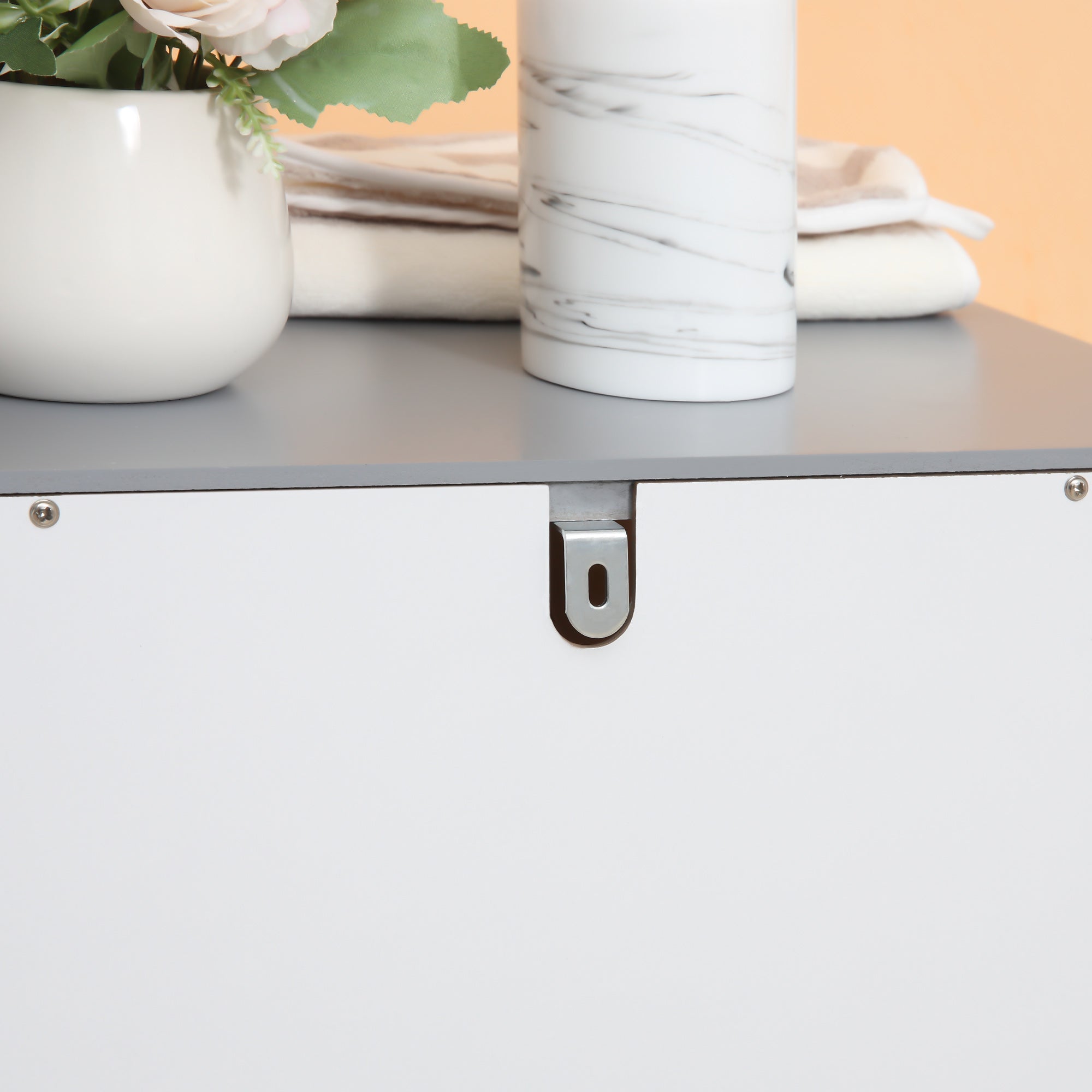 Bathroom Floor Cabinet, Freestanding Storage Cupboard Unit with 3 Drawers and Open Components, White Bathroom Cabinets   at Gallery Canada