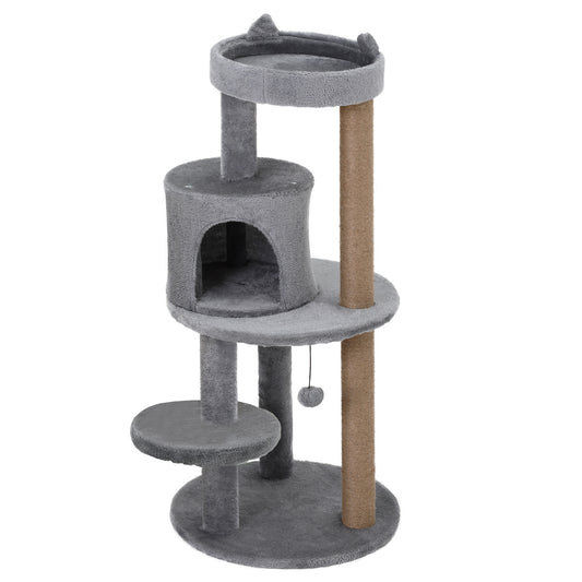 41" Cat Tree Tower with Condo, Scratching Posts and Hanging Ball, Grey Cat Towers   at Gallery Canada