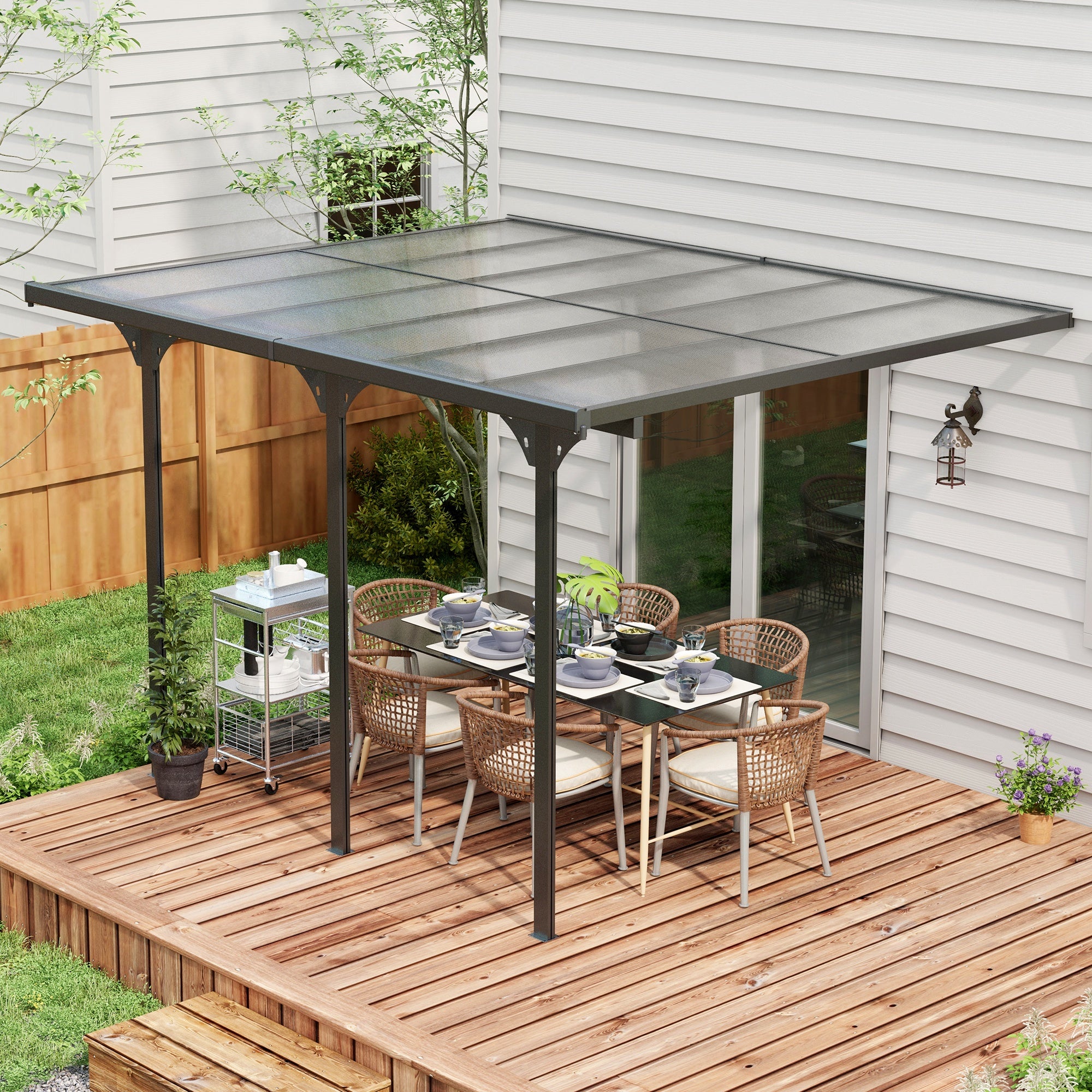 10' x 12' Outdoor Hardtop Pergola Gazebo with Polycarbonate Roof Adjustable Height, Aluminum Frame, UV Protection, Grey Pergolas Grey at Gallery Canada