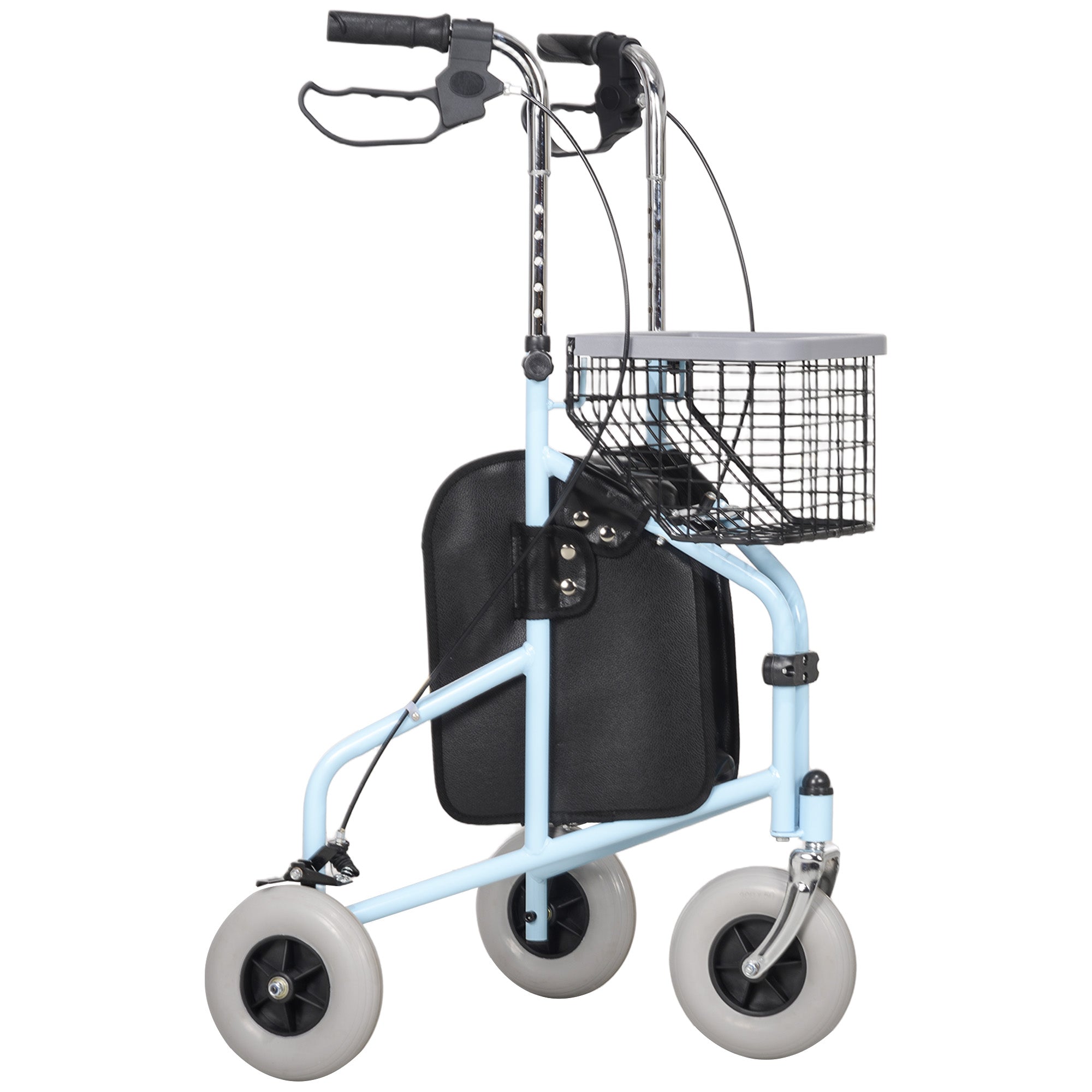 Upright Walker Up Rollator, Rolling Walker with Wheels, Storage Bag, Tray, Adjustable Handle Height, Blue Knee Walker & Wheelchair Ramps at Gallery Canada