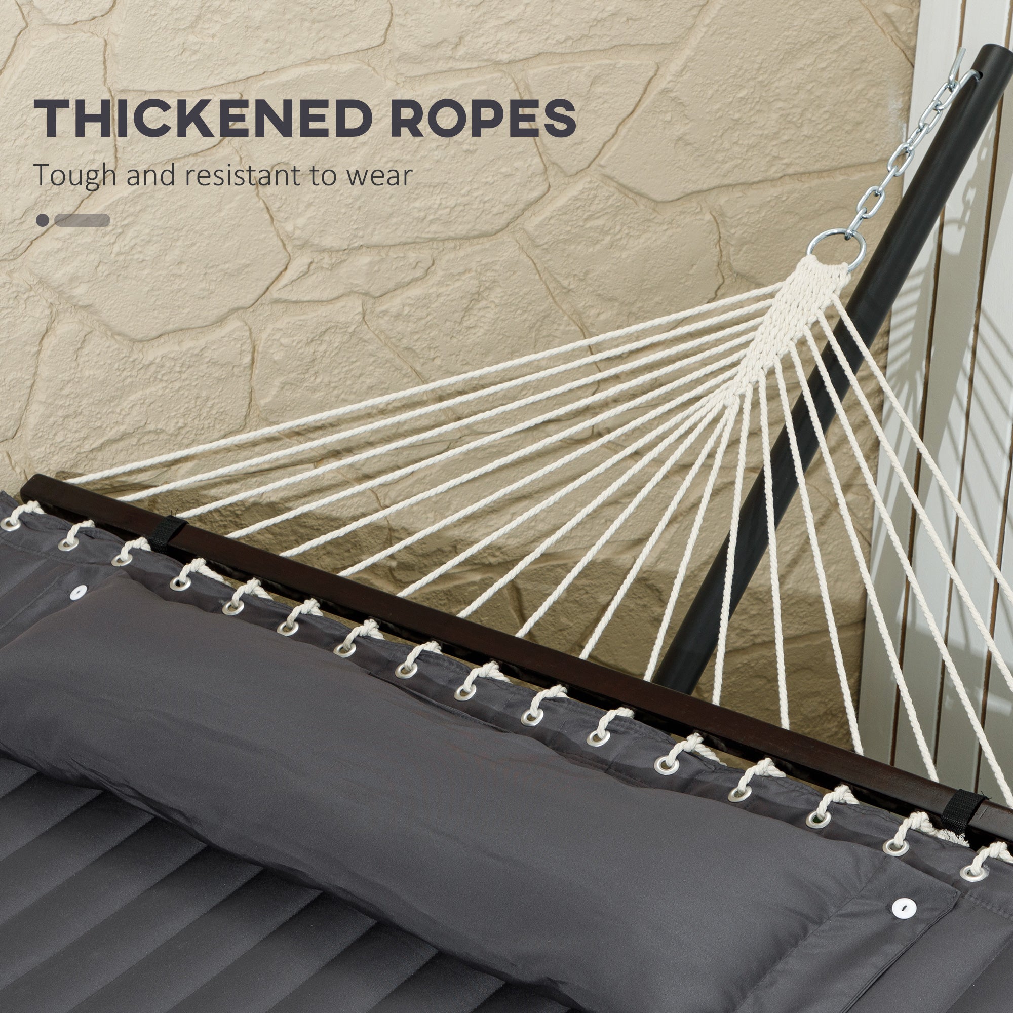 2 Person Hammock Quilted Double Hammock with Stand Pillow Spreader Bars for Outdoor Camping Beach, Dark Grey Camping Hammocks at Gallery Canada