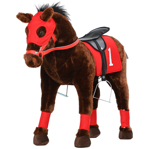 Kids Ride On Horse w/ Neighing Sound, Saddle, Stirrups, for 3-8 Years