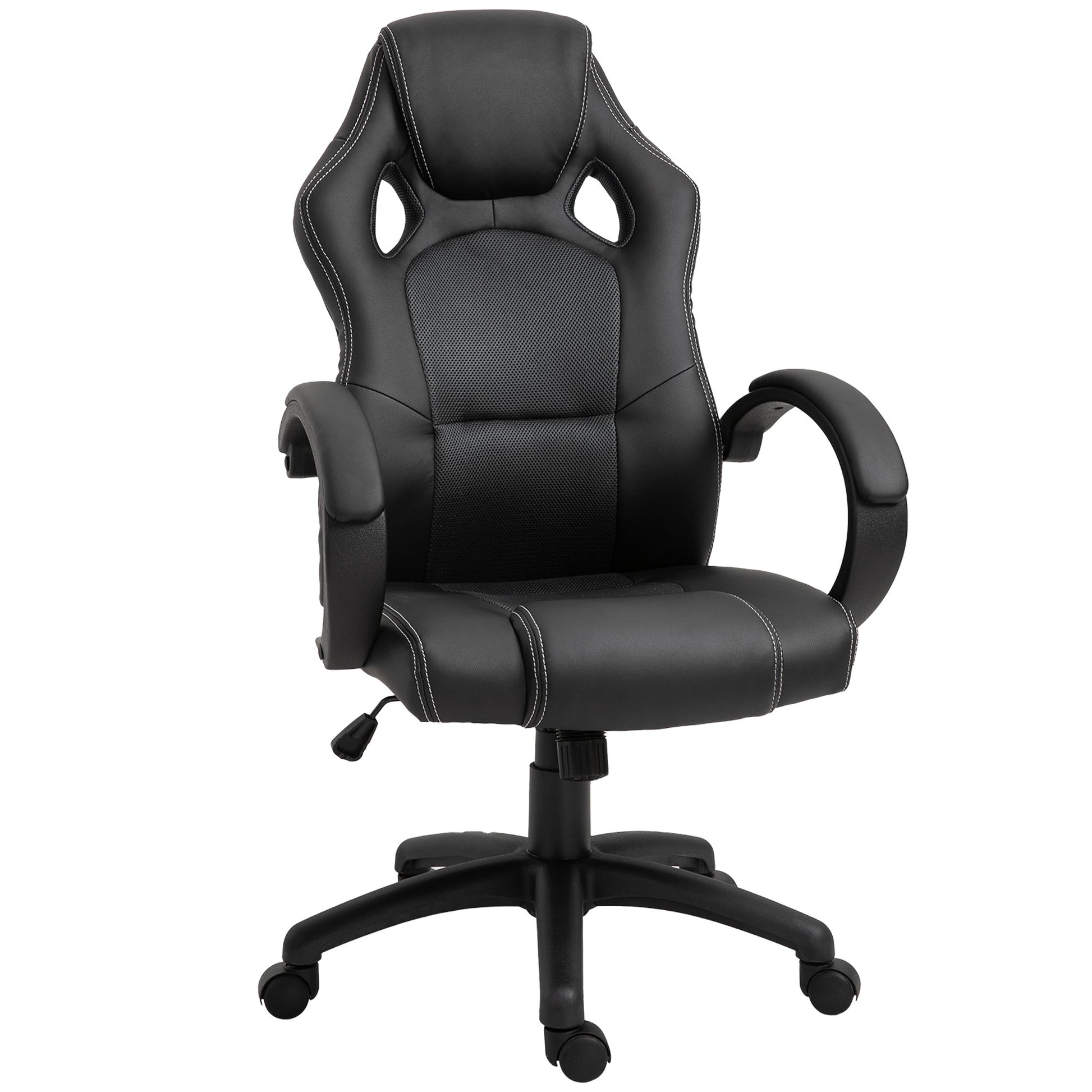 Racing Gaming Chair High Back Office Chair Computer Desk Gamer Chair with Swivel Wheels, Padded Headrest, Tilt Function, Grey Video Game Chairs   at Gallery Canada