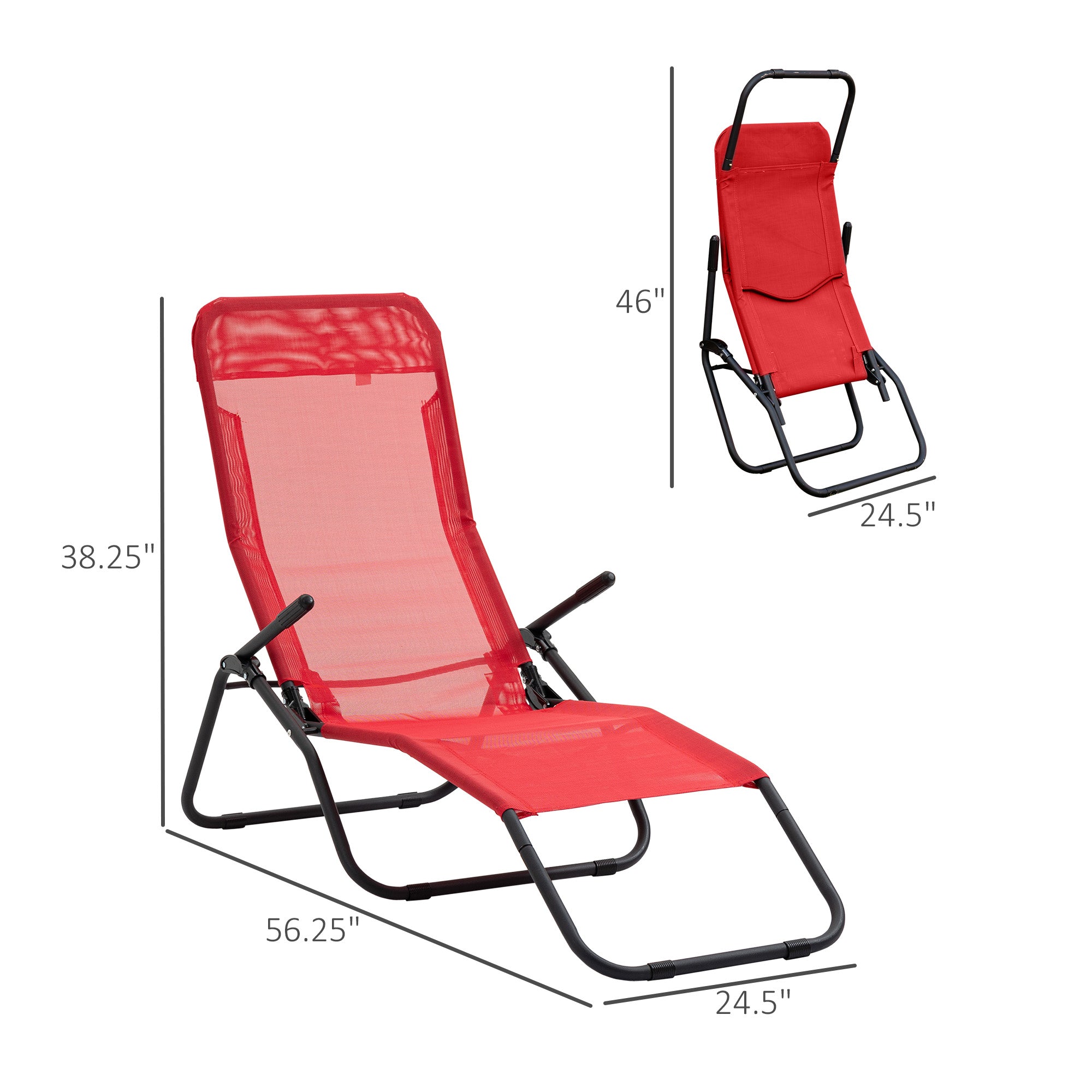 Zero Gravity Reclining Patio Lounge Chair with Footrests and Armrests, Red Lounger Chairs   at Gallery Canada