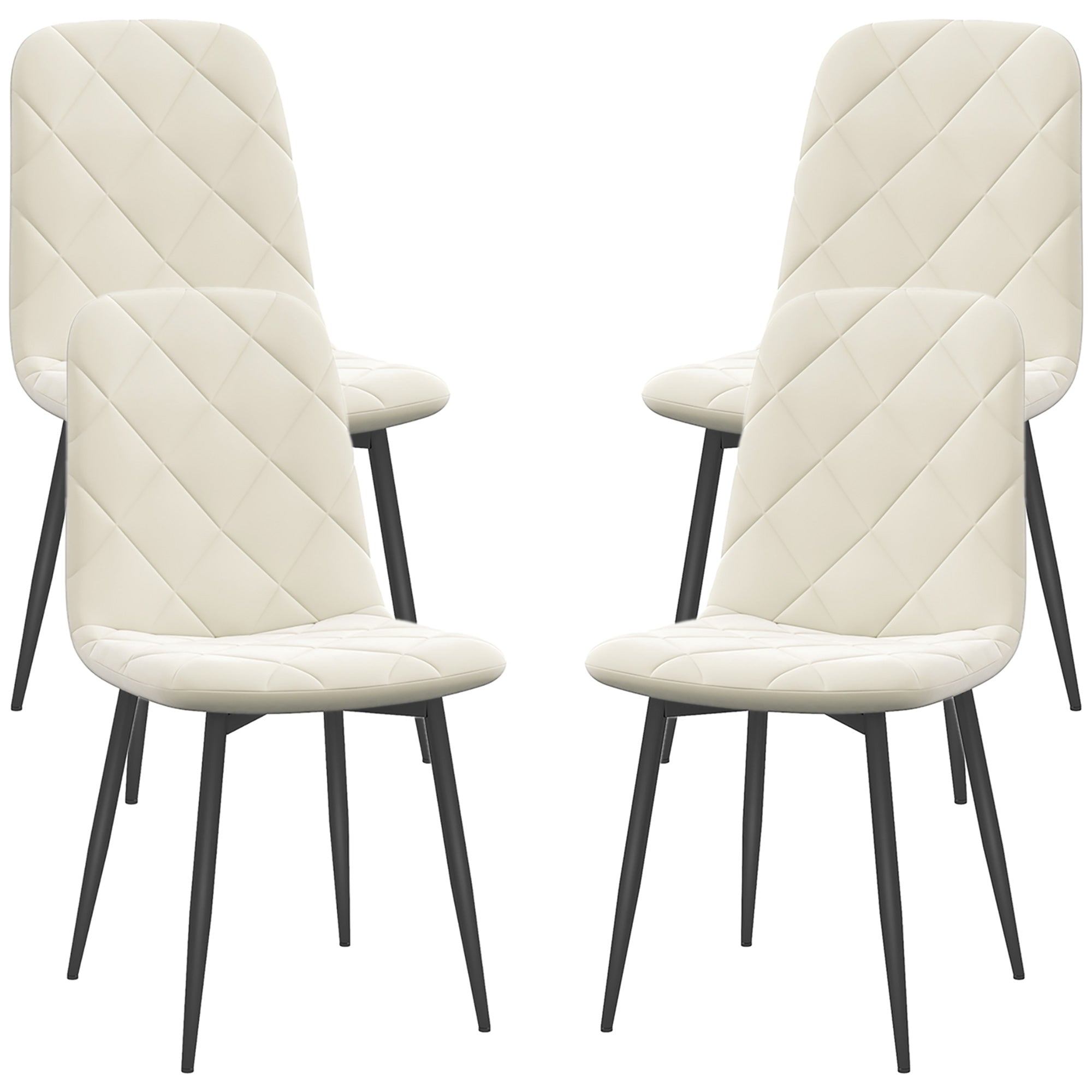 Dining Chairs Set of 4, Upholstered Dining Room Chairs with Steel Legs, Modern Kitchen Chair for Dining Room, Cream Bar Stools   at Gallery Canada