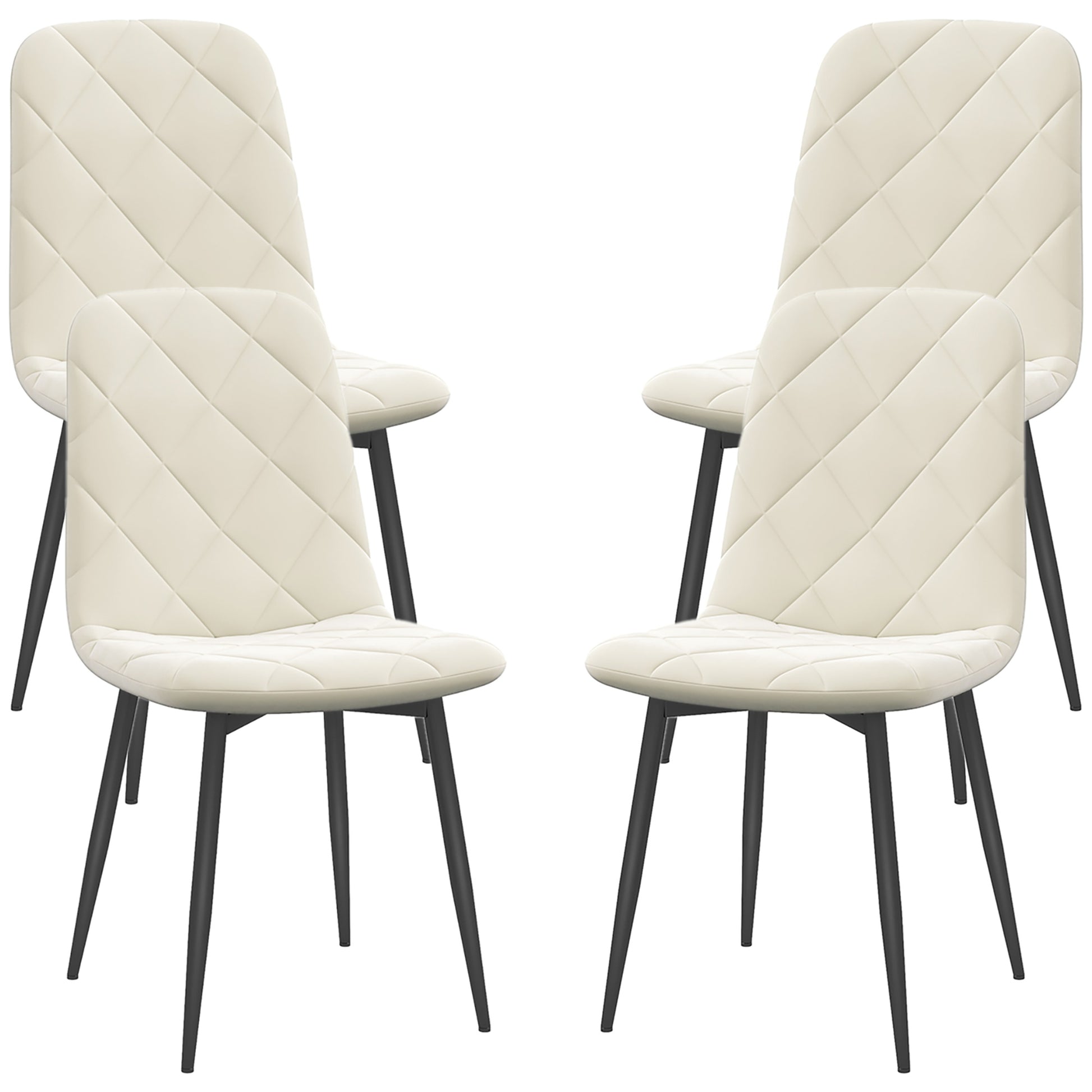 Dining Chairs Set of 4, Upholstered Dining Room Chairs with Steel Legs, Modern Kitchen Chair for Dining Room, Cream Bar Stools   at Gallery Canada