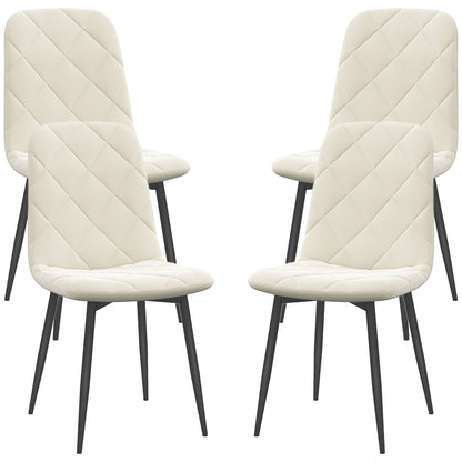 Dining Chairs Set of 4, Upholstered Dining Room Chairs with Steel Legs, Modern Kitchen Chair for Dining Room, Cream Bar Stools   at Gallery Canada