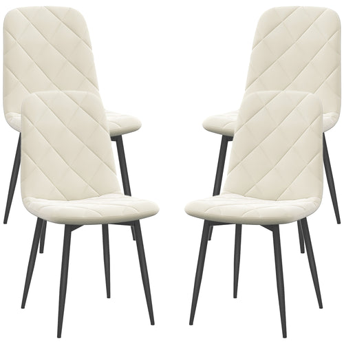 Dining Chairs Set of 4, Upholstered Dining Room Chairs with Steel Legs, Modern Kitchen Chair for Dining Room, Cream