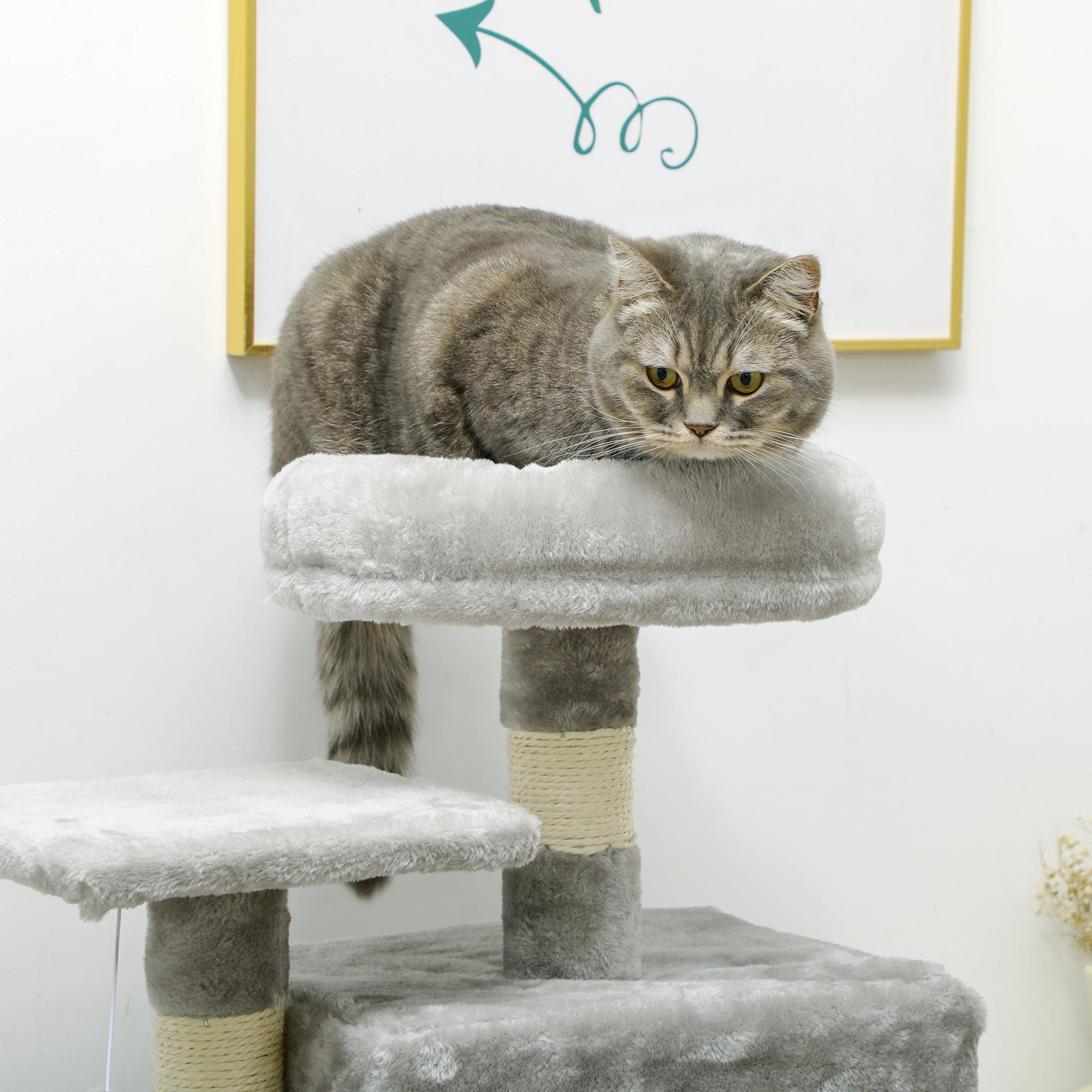 49 Inch Large Cat Tree for Indoor Cats, Light Grey Cat Towers   at Gallery Canada