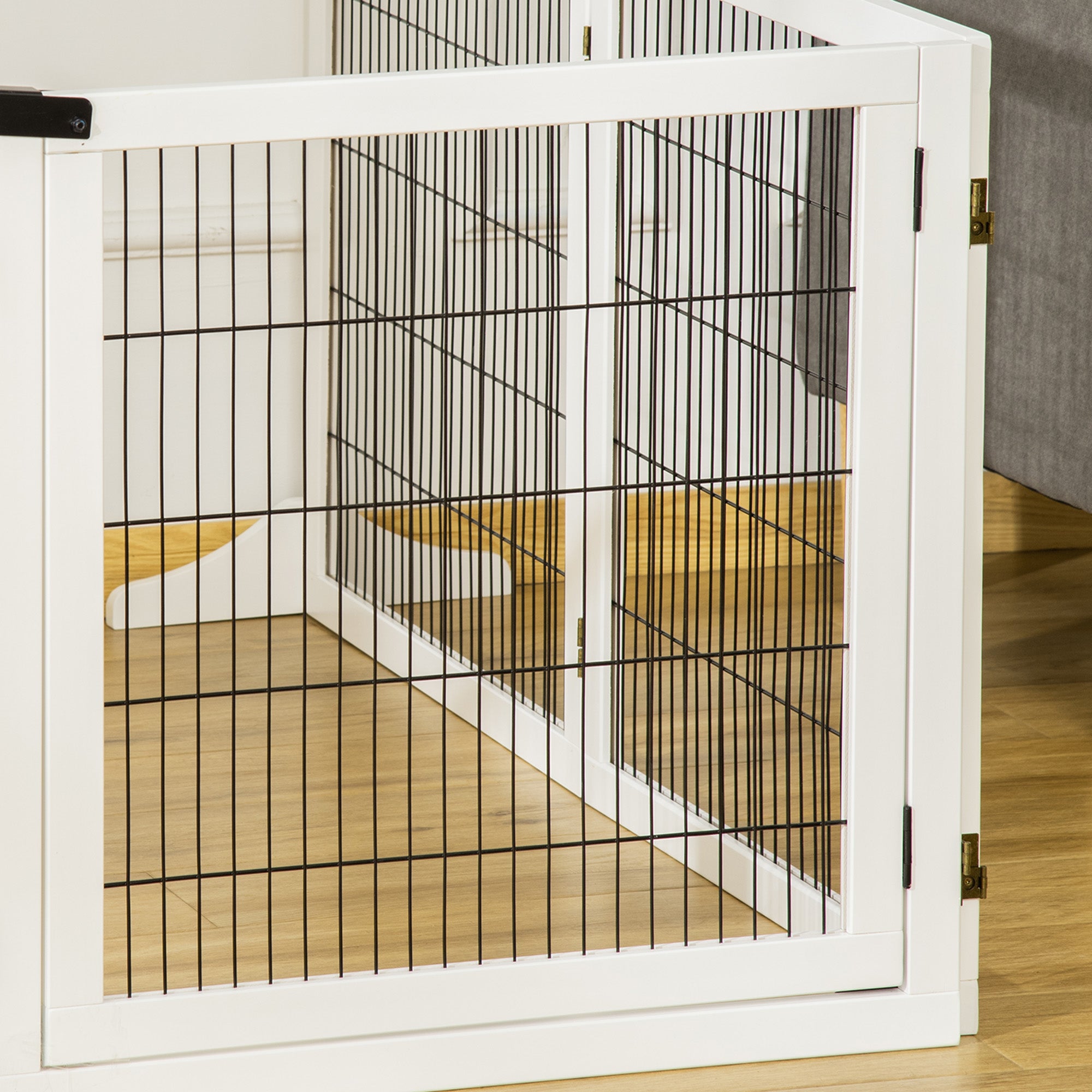 Wooden Freestanding Pet Gate w/ 2 Support Feet, White Houses, Kennels & Pens   at Gallery Canada