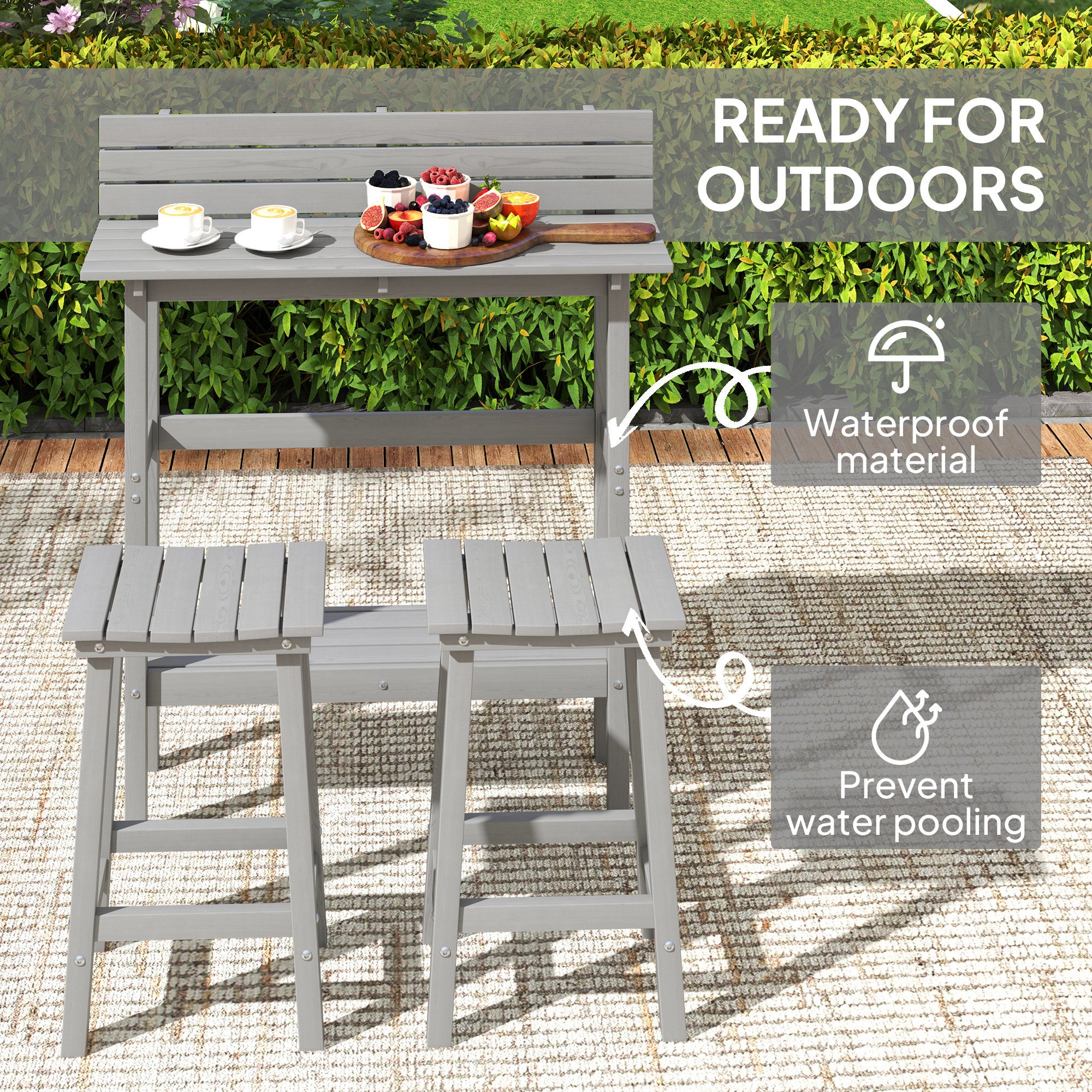 3 Piece Patio Bar Set with 43