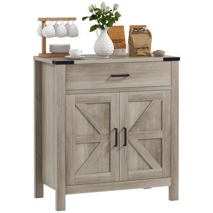 Farmhouse Buffet Cabinet Sideboard with 1 Drawer, 1 Storage Cabinet and Adjustable Shelf, Grey Bar Cabinets   at Gallery Canada