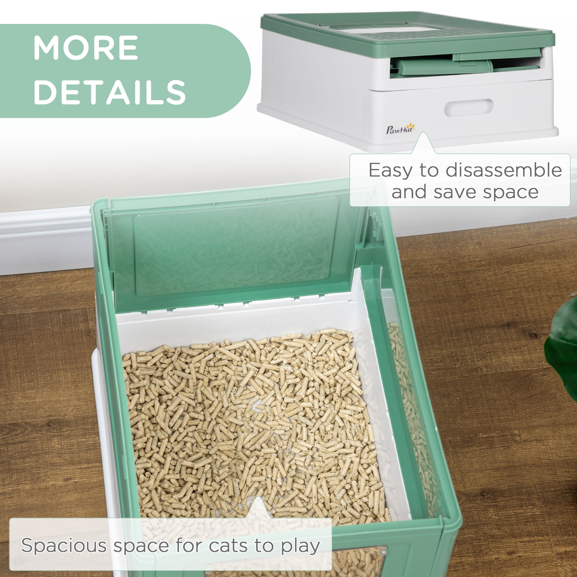 Top Entry Enclosed Kitty Litter Box with Scoop, Tray, Front Entry, Large Space, Foldable, Portable, Green Cat Litter Box Enclosures   at Gallery Canada