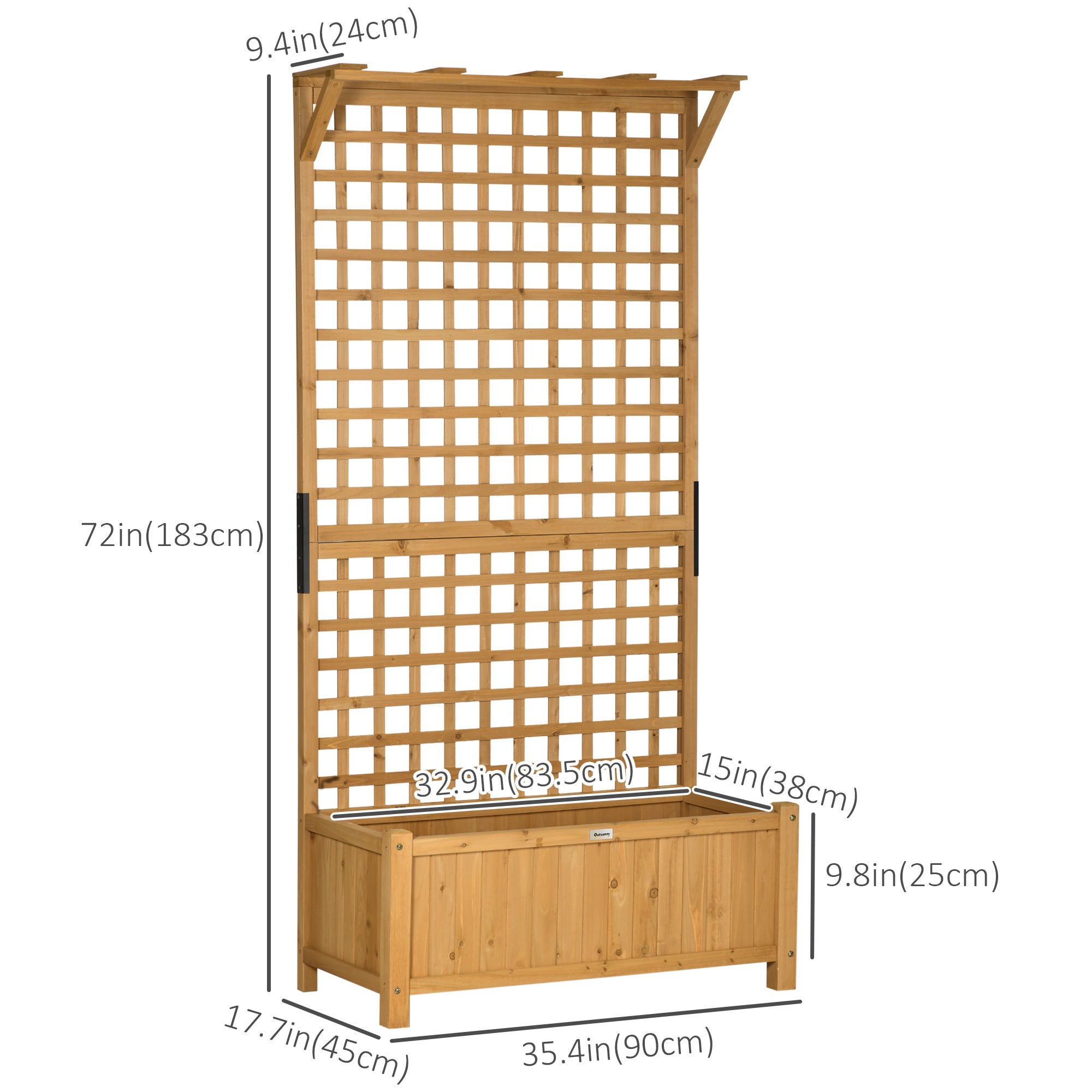Wood Planter with Trellis for Vine Climbing, Raised Garden Bed, Privacy Screen for Backyard, Patio, Deck, Yellow Wooden Planter Boxes at Gallery Canada