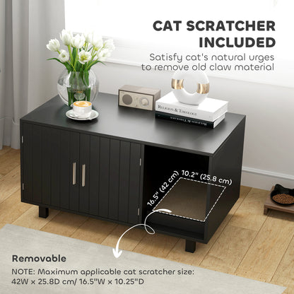 Cat Litter Box Enclosure, Cat House End Table with Scratcher, Black Cat Litter Box Enclosures   at Gallery Canada