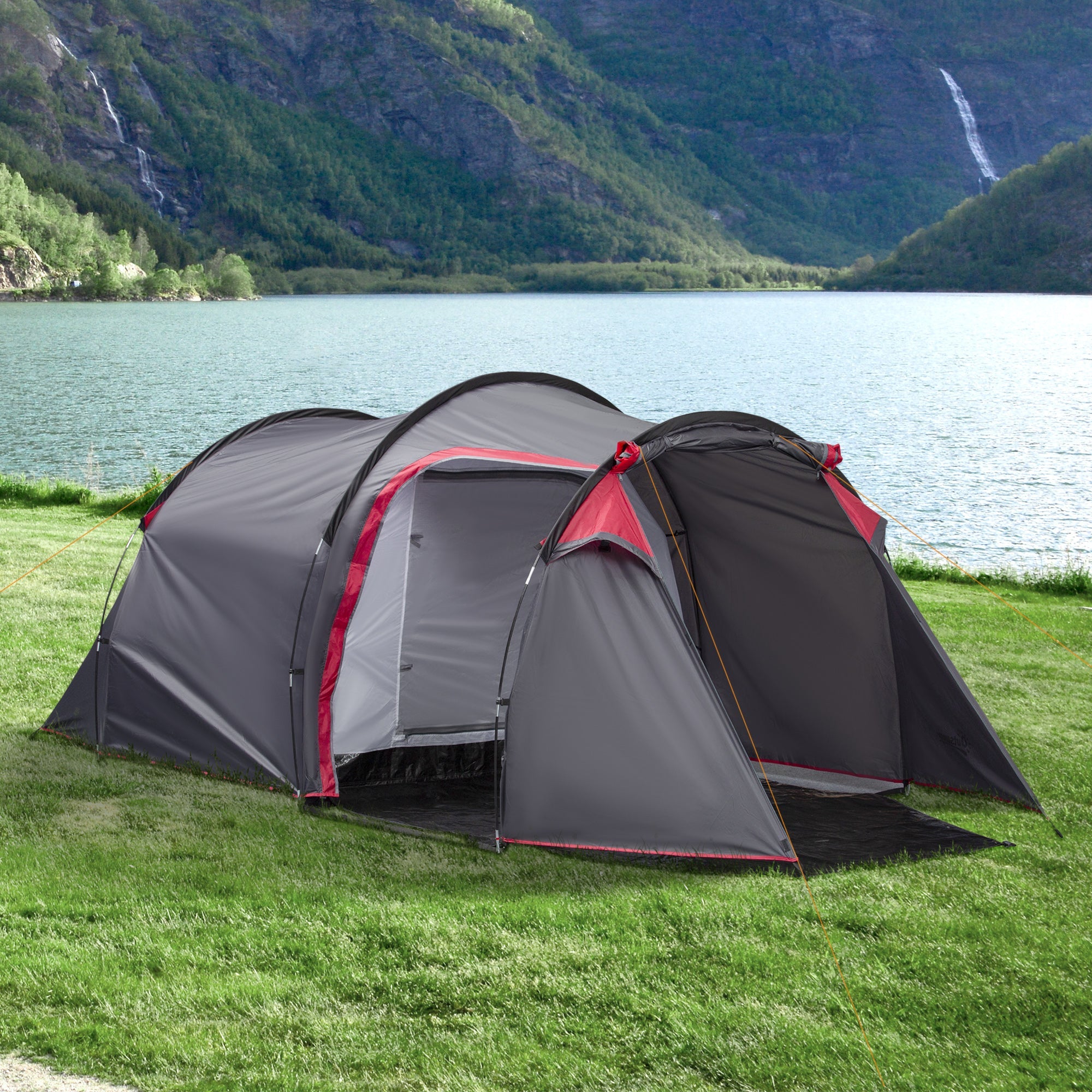 Pop Up Camping Tent for 2-3 Person Tent with Screen Room Zippered Doors Carry Bag for Fishing Hiking Dark Grey Camping Tents   at Gallery Canada