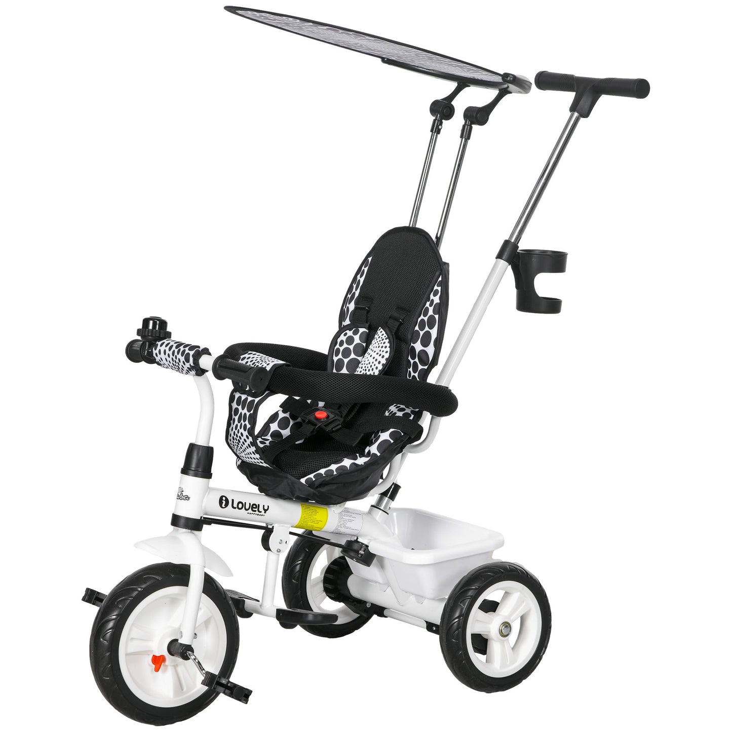 4 in 1 Kids Tricycle with Removable Handlebar and Canopy, White Tricycles for Kids White  at Gallery Canada