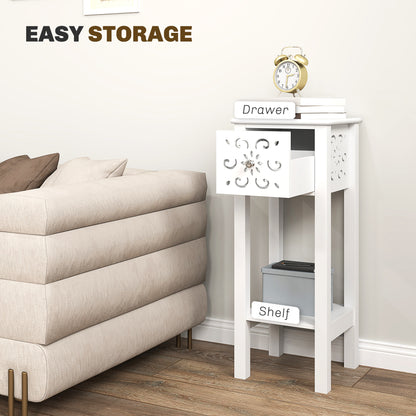 Nightstand Set of 2 with Drawer and Open Storage Shelf White Side Tables at Gallery Canada