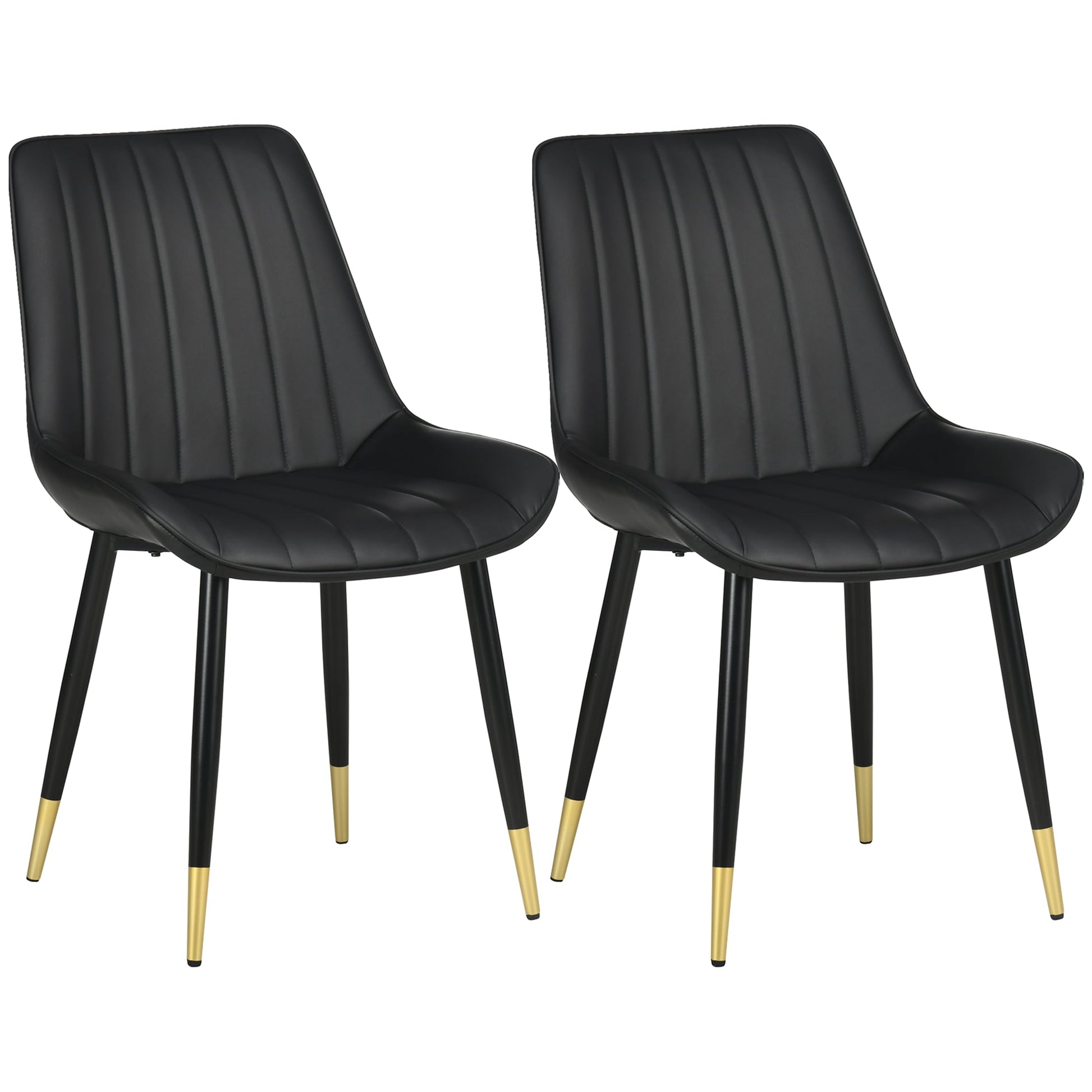 Dining Chairs Set of 2, Modern Kitchen Chair with PU Leather Upholstery and Steel Legs for Living Room, Bedroom, Black Bar Stools Multi Colour  at Gallery Canada