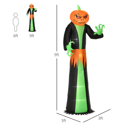 9ft Inflatable Halloween Decoration Pumpkin Head Ghost, Blow-Up Outdoor LED Display for Lawn, Garden, Party Halloween Decorations   at Gallery Canada