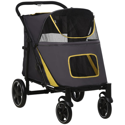 Foldable Pet Stroller with Shock Absorber, Brakes, Storage, Safety Leash, Dark Gray Dog Bike Trailers & Strollers Multi Colour  at Gallery Canada