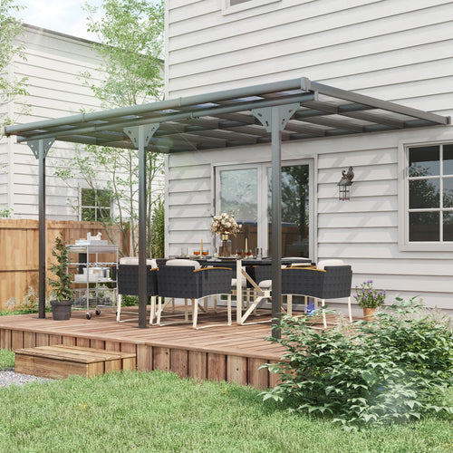 14' x 10' Outdoor Hardtop Pergola Gazebo with Polycarbonate Roof Adjustable Height, Aluminum Frame, UV Protection, Grey