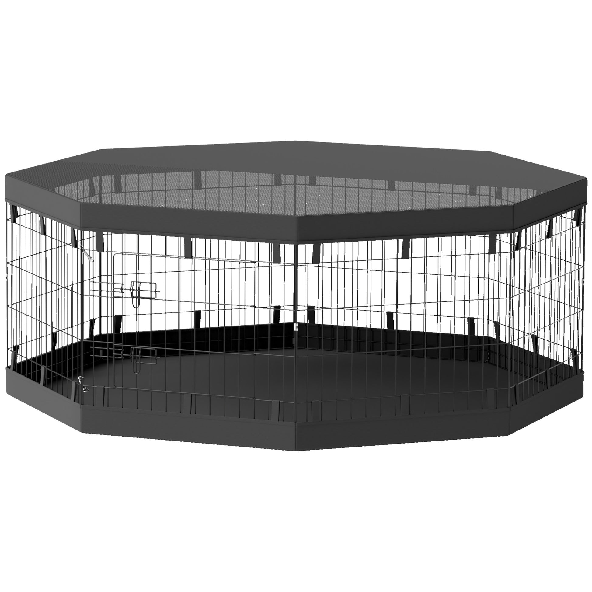 8 Panels Foldable Dog Playpen with Bottom Pad &; Top Cover, 24" High Houses, Kennels & Pens   at Gallery Canada