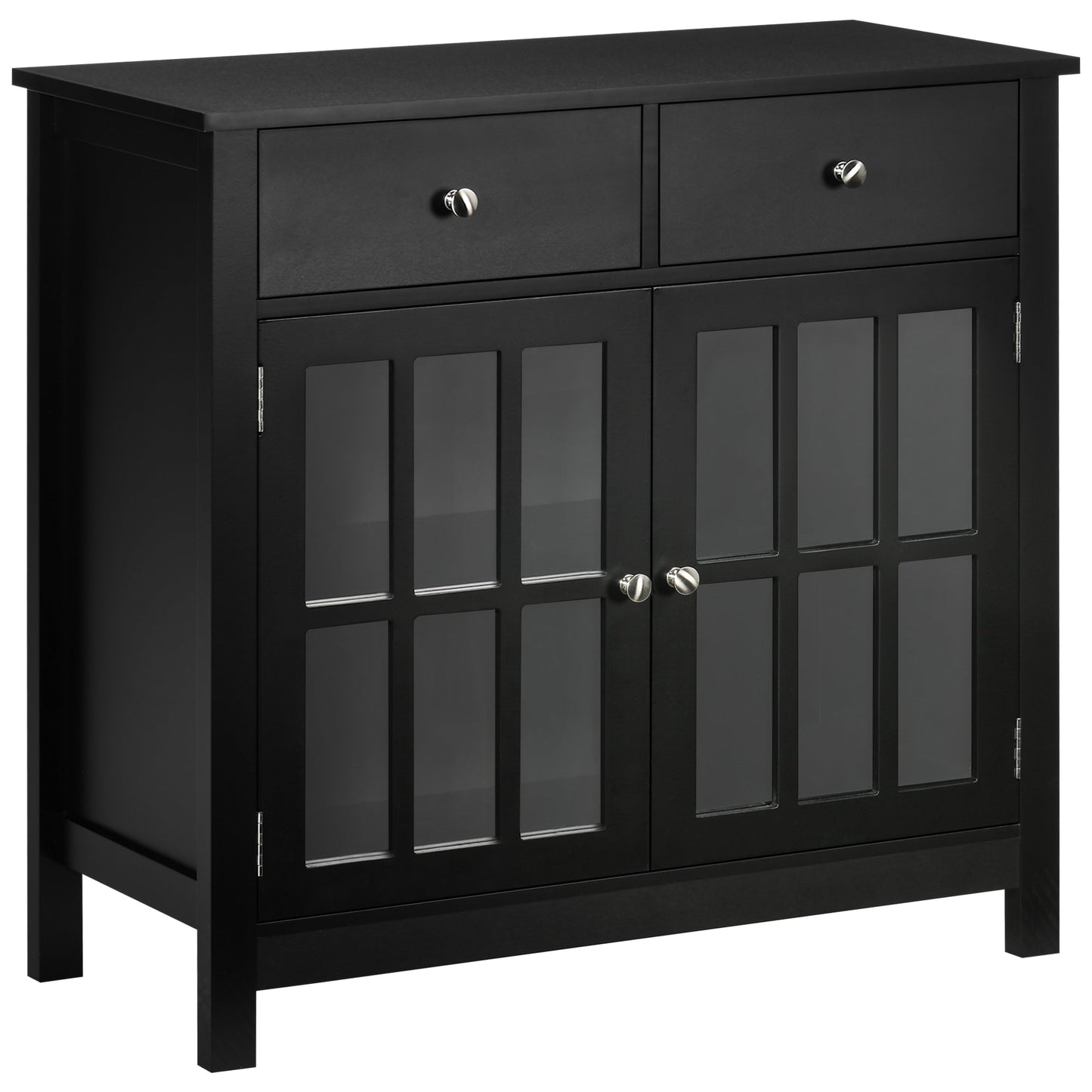 Sideboard Buffet Cabinet, Accent Kitchen Cabinet with Glass Doors, Adjustable Shelf and 2 Drawers for Dining Room, Black Bar Cabinets Black  at Gallery Canada